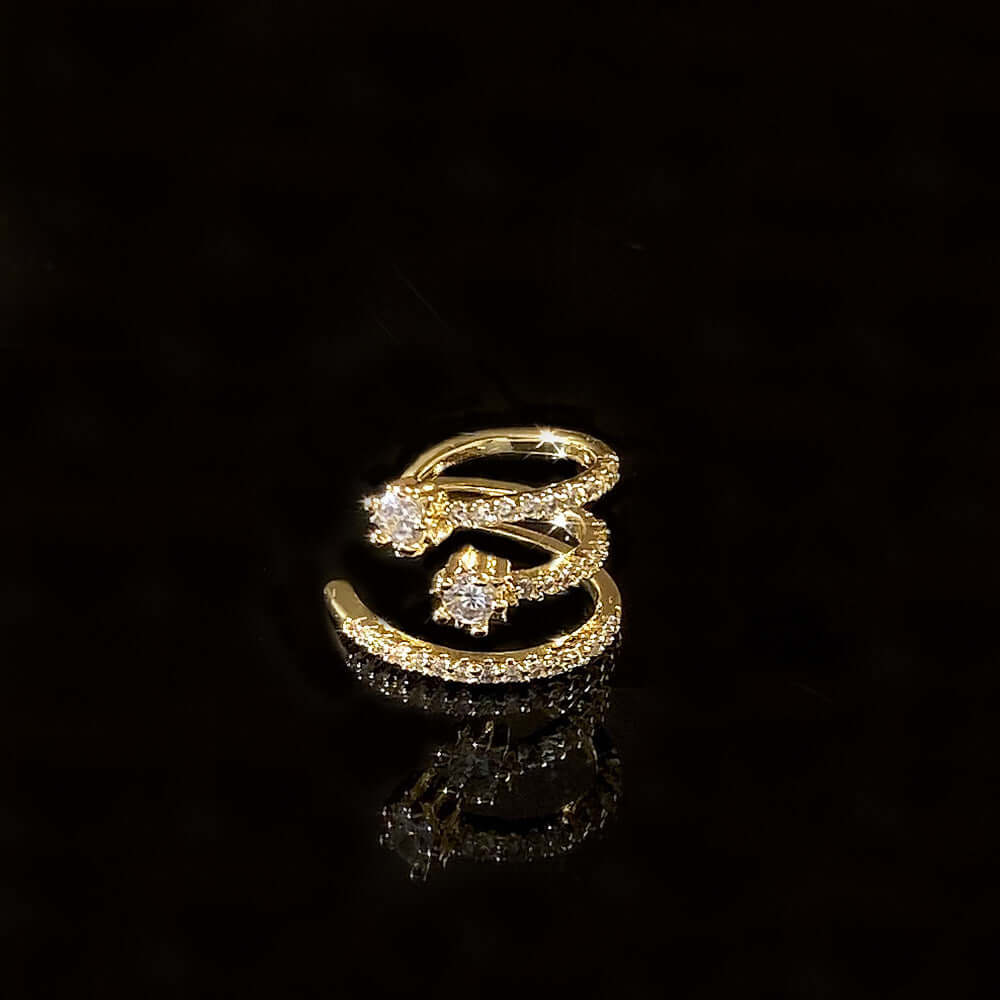 Elegant Star Layered Ear Cuff for Women - Trendy Cartilage Earring for Helix & Lobe - Perfect for Parties, Weddings & Everyday Wear | R1847