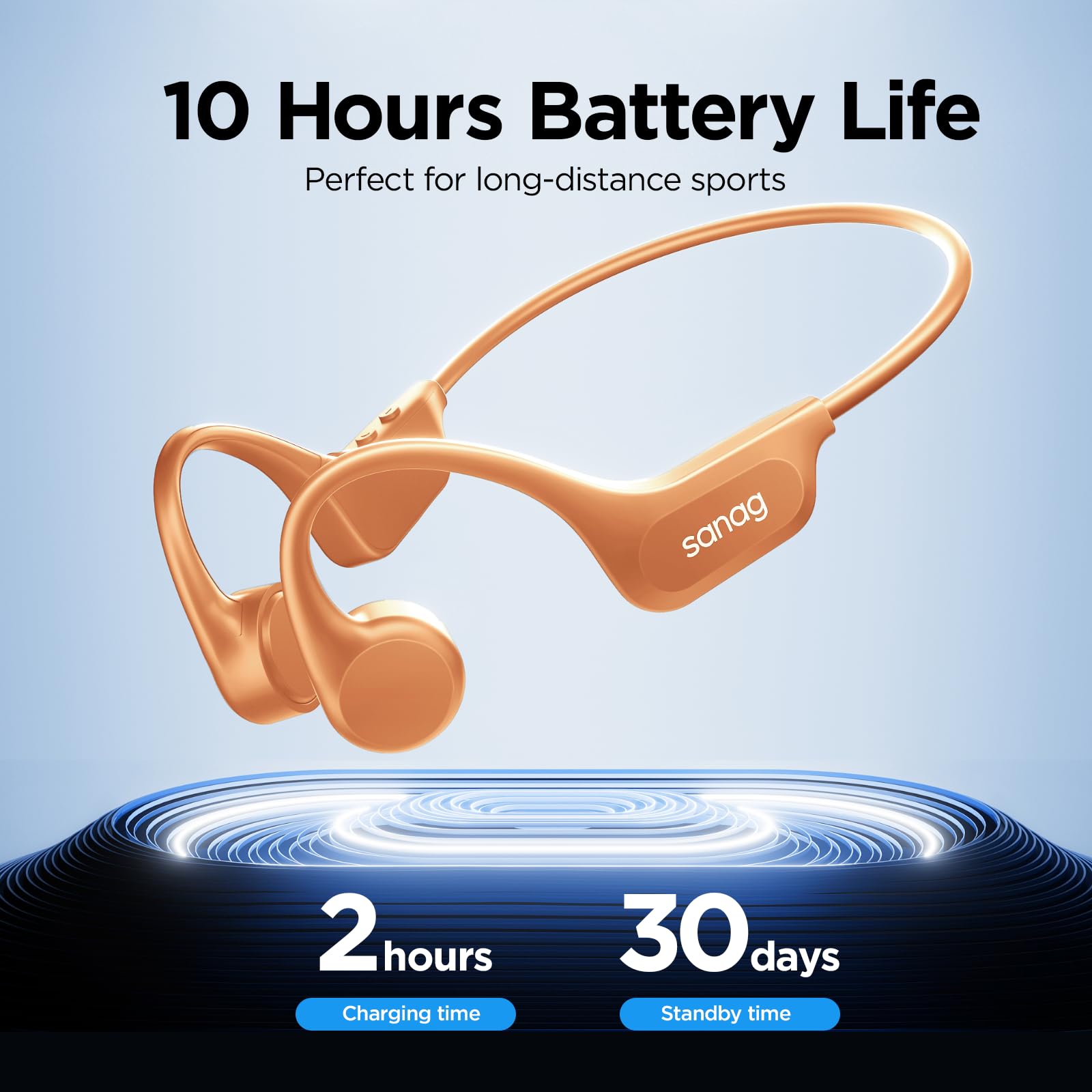 Sanag IPX8 Waterproof Bone Conduction Headphones with Built-in MP3 Player 64GB - Bluetooth 5.3 Open Ear Wireless Headset with Mic for Swimming, Running, Cycling & Workouts - Sweatproof Sports Earphones for Active Lifestyle