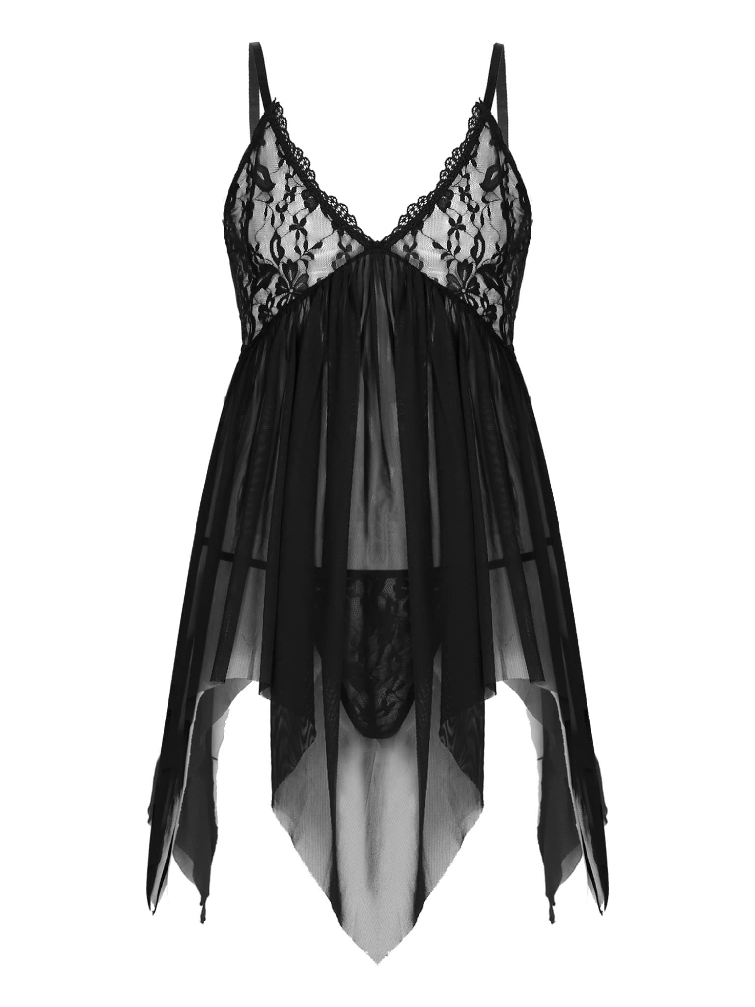 Lejafay Men's Satin Lace Trim Nightgown - Silky Soft Sleepwear for Crossdressers & Adult Baby Costume - Perfect for Roleplay, Cosplay & Bedtime Comfort