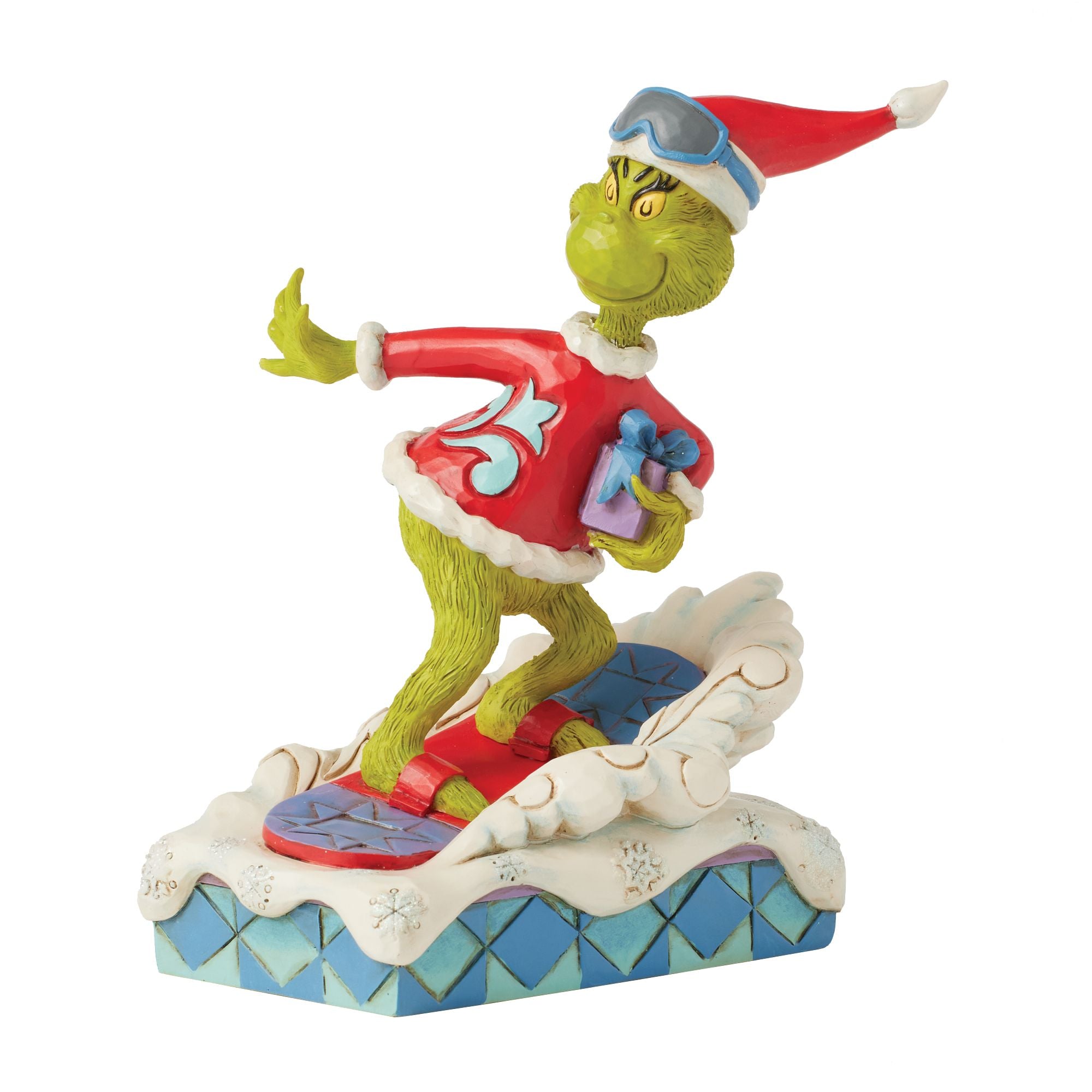 Grinch Snowboarding Figure - Christmas Decorations, Holiday Collectible for Home, Office & Party - Perfect for Xmas Tree Ornaments, Gift Giving & Festive Decor