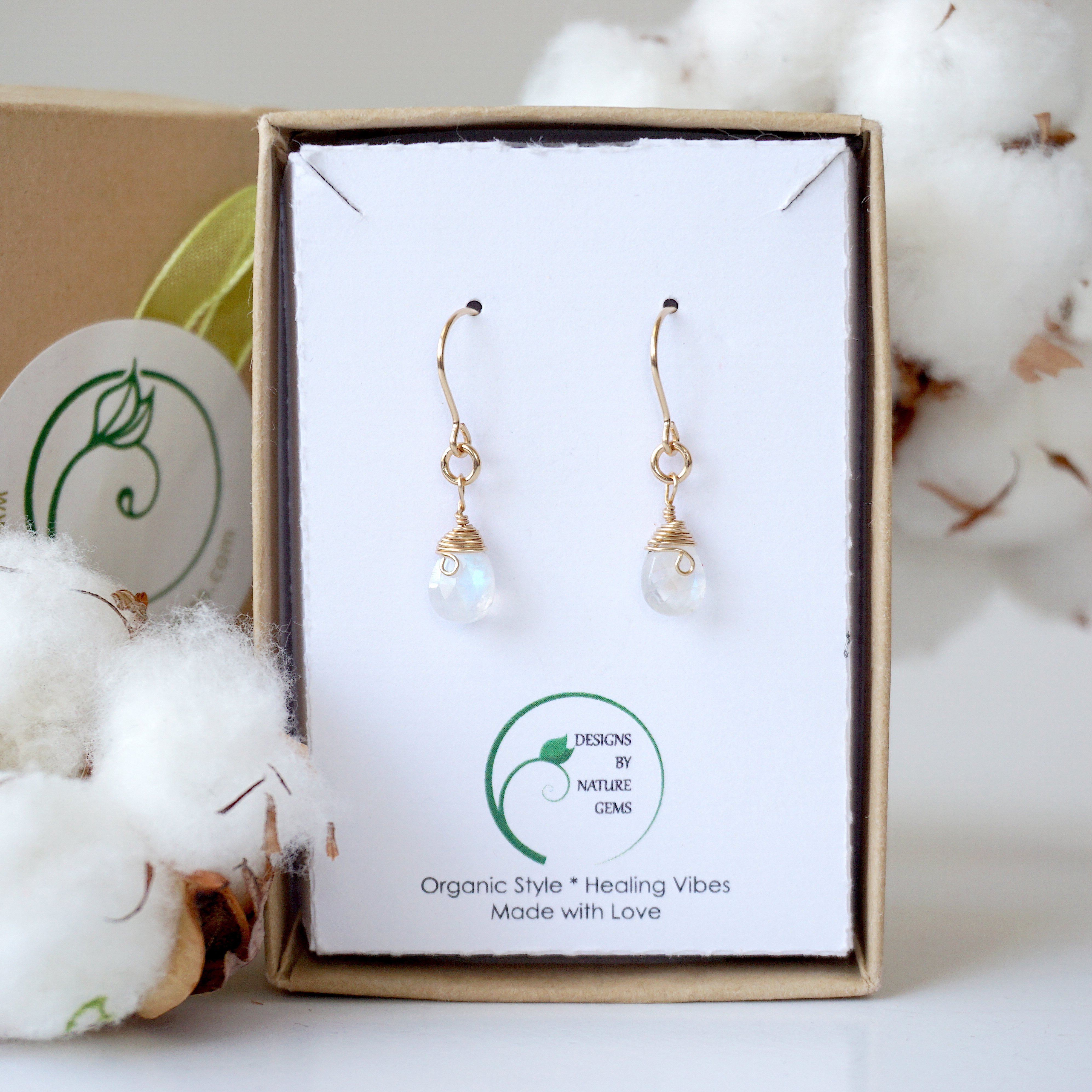 Rainbow Moonstone Teardrop Earrings - 14k Gold Filled Dangle Earrings for Women, Elegant Boho Jewelry Gift for Birthday, Wedding & Special Occasions