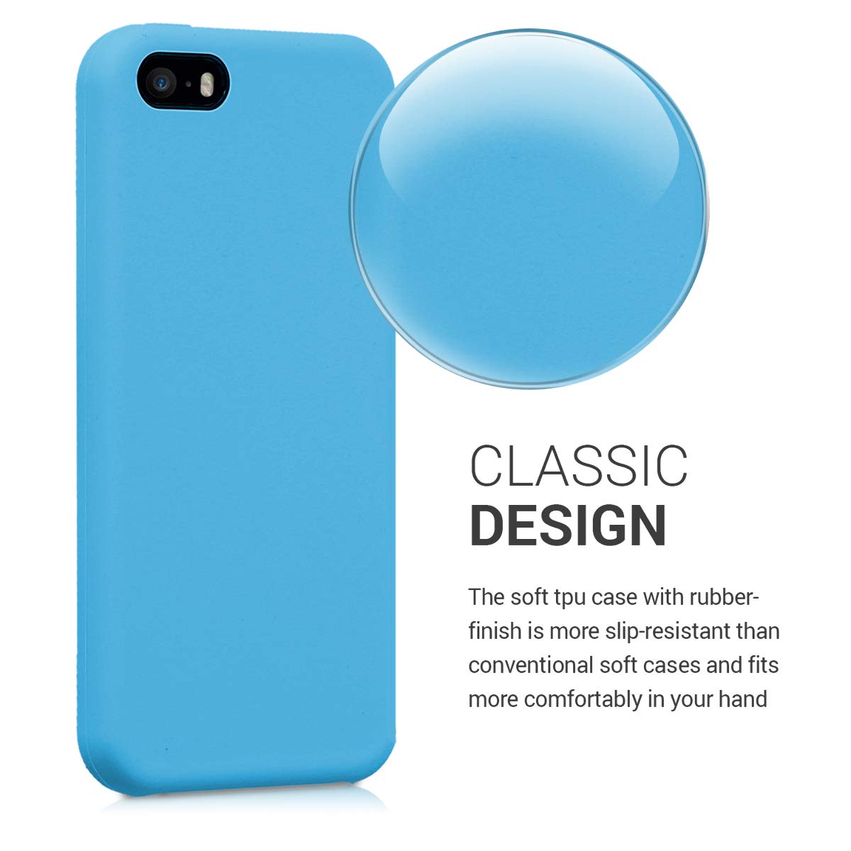 kwmobile Soft TPU Silicone Phone Case for Apple iPhone SE (1st Gen 2016) / iPhone 5 / iPhone 5S - Light Blue Protective Cover - Perfect for Everyday Use, Work & Travel