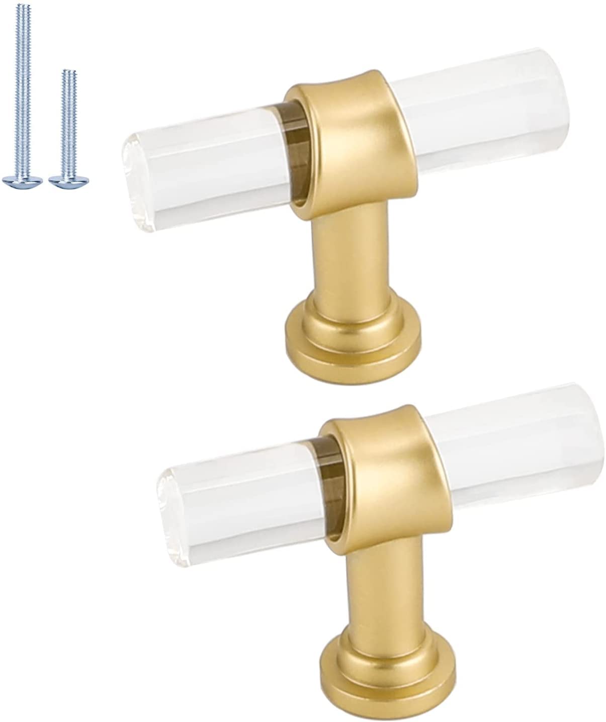 25 Pack Brushed Brass Cabinet Knobs - Modern Gold Drawer Pulls for Kitchen & Bathroom - Clear Acrylic Cabinet Handles - Durable Hardware for Home Organization & DIY Projects (Perfect for Updating Cabinets, Dressers & Furniture)