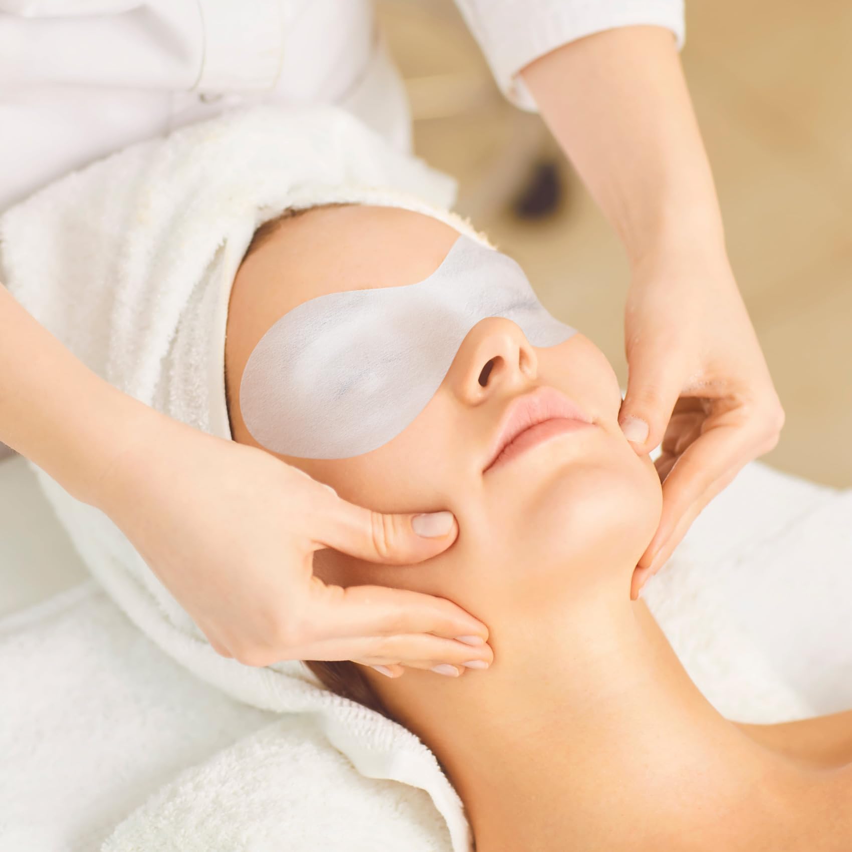 50 Sheets Disposable Non-Woven Eye Covers | Cotton Facial Eye Masks for Spa & Skincare | DIY Moisturizing Eye Mask Paper | Perfect for Relaxation, Dark Circle Treatment & Beauty Sleep