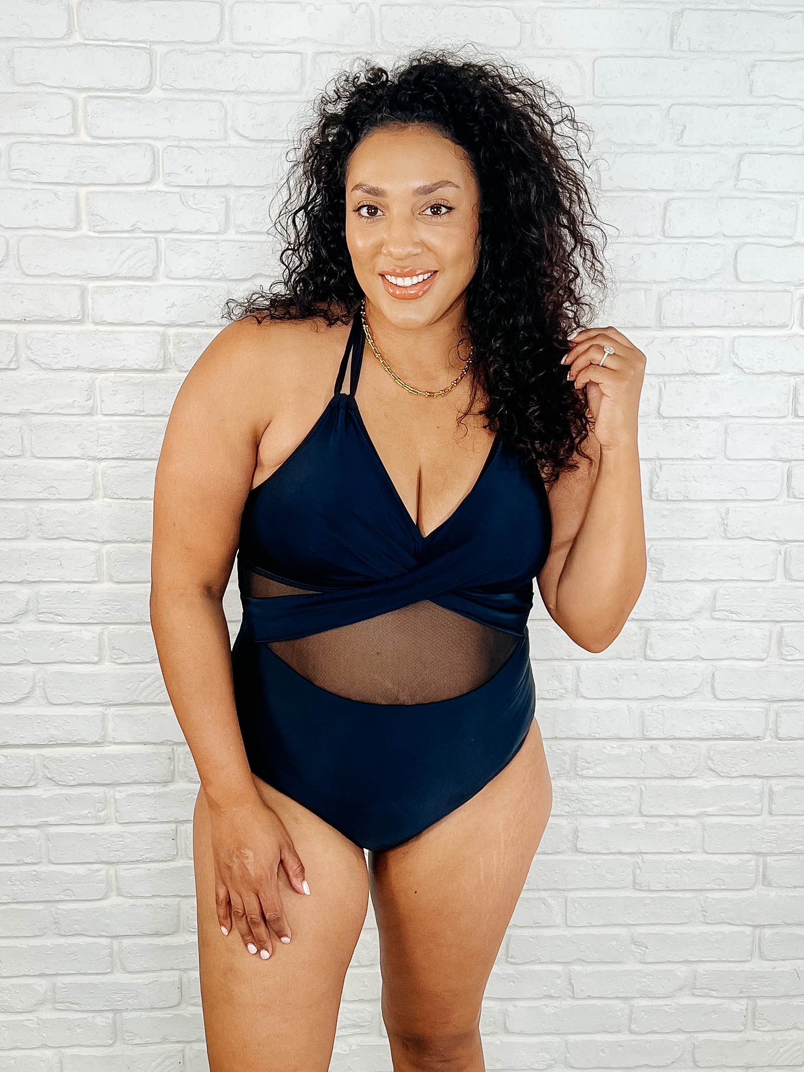 Palma Mesh Detail Halter Swimsuit - Sexy One Piece Bathing Suit for Women | Perfect for Beach Vacations, Pool Parties & Summer Getaways