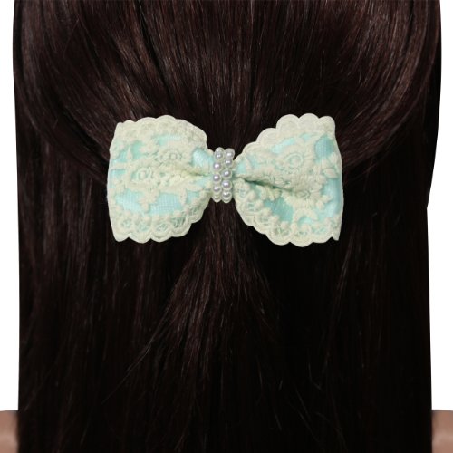 Elegant Blue Triple Rose Lace Hair Clip with Faux Pearl Bow - Perfect for Weddings, Prom, Parties & Everyday Hair Accessories