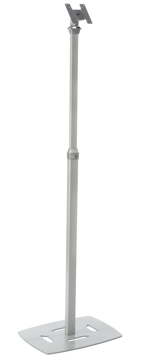 Adjustable Aluminum Floor Stand for iPad & Monitor - VESA 75x75/100x100mm - Secure Silver Stand for Home Office, Studio & Retail Displays
