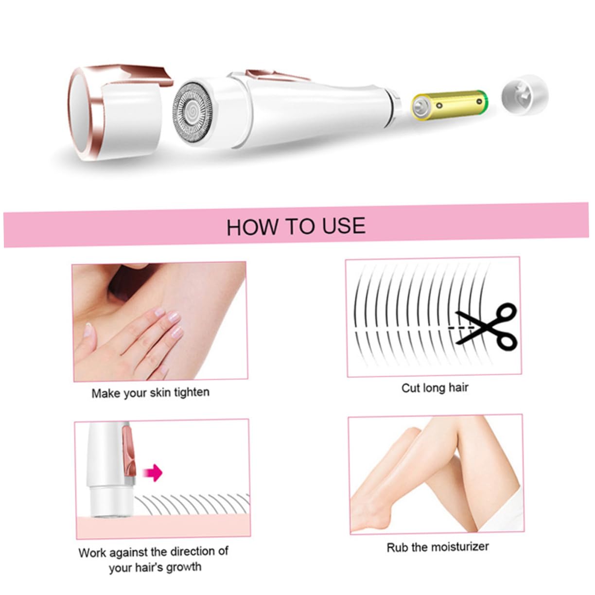 Balacoo Electric Bikini Shaver for Women - Rechargeable Pubic Hair Trimmer, Facial Epilator & Body Groomer - Painless Hair Removal for Bikini Line, Legs & Underarms - Portable & Waterproof White Trimmer for Travel & Home Use