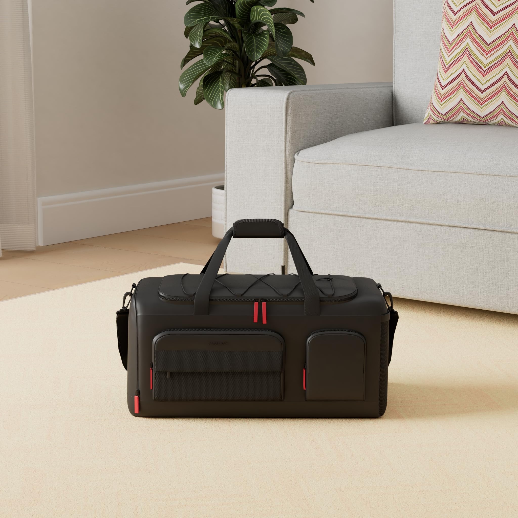 BAGSMART 35L Gym Bag for Women & Men - Sports Travel Duffel Bag with Shoe & Laptop Compartment, Anti-Theft Carry On Weekender Bag for Airplane, Workout, Overnight Backpack for Travel - Black | Perfect for Gym, Business Trips & Weekend Getaways