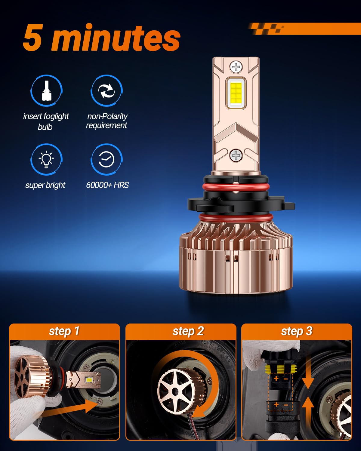 SEALIGHT X6S 80000LM 9005 9006 LED Fog Light Bulbs - Ultra-Bright 6000K Daylight White HB3 HB4 Bulbs, IP68 Waterproof, Plug & Play in 5 Minutes (Pack of 2) - Perfect for Off-Roading, Night Driving & Foggy Conditions