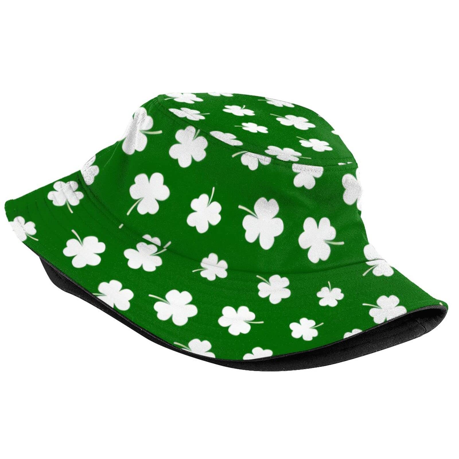 Oupoiay St. Patrick's Day Bucket Hat for Men & Women - Packable Clover Fisherman Hat for Summer, Beach & Travel - Adjustable Sun Hat for Teens & Adults (Green Clovers, One Size) - Perfect for Festivals, Outdoor Activities & Irish-Themed Events