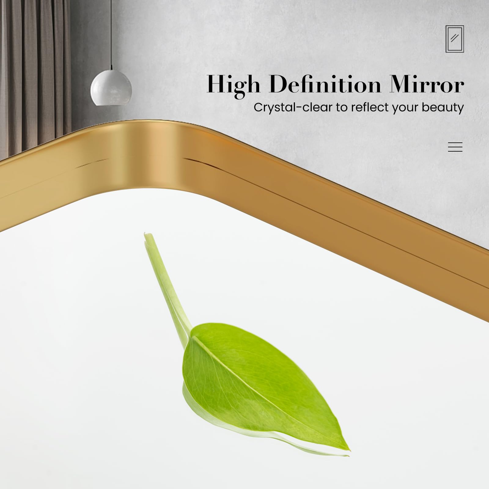 Tangkula 20 x 32 Inch Matte Gold Metal Framed Bathroom Mirror - Rust-Resistant Tempered Glass Wall Mirror for Bathroom Vanity, Horizontal or Vertical Hanging - Perfect for Modern Bathrooms, Powder Rooms & Dressing Areas