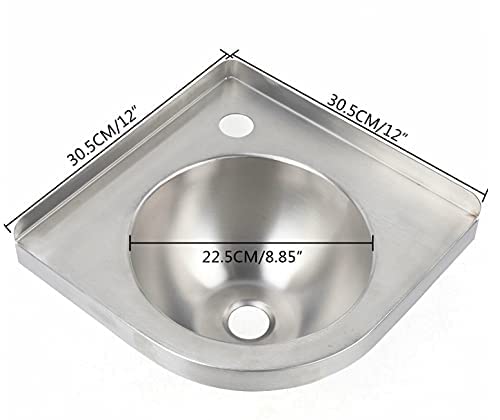 **Stainless Steel RV Bathroom Corner Sink - Small Triangle Sink for RV, Boat & Camper Van with Down Pipe | Compact Wash Basin for Space-Saving Toilet Vanity | Perfect for Tiny Homes & Mobile Living**