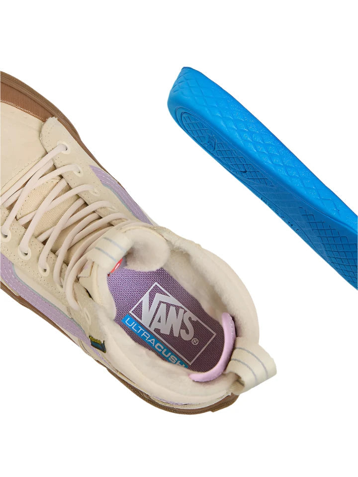 VANS Women's SK8 Hi MTE Shoes - White & Purple High-Top Sneakers for Skateboarding, Hiking & Winter Wear