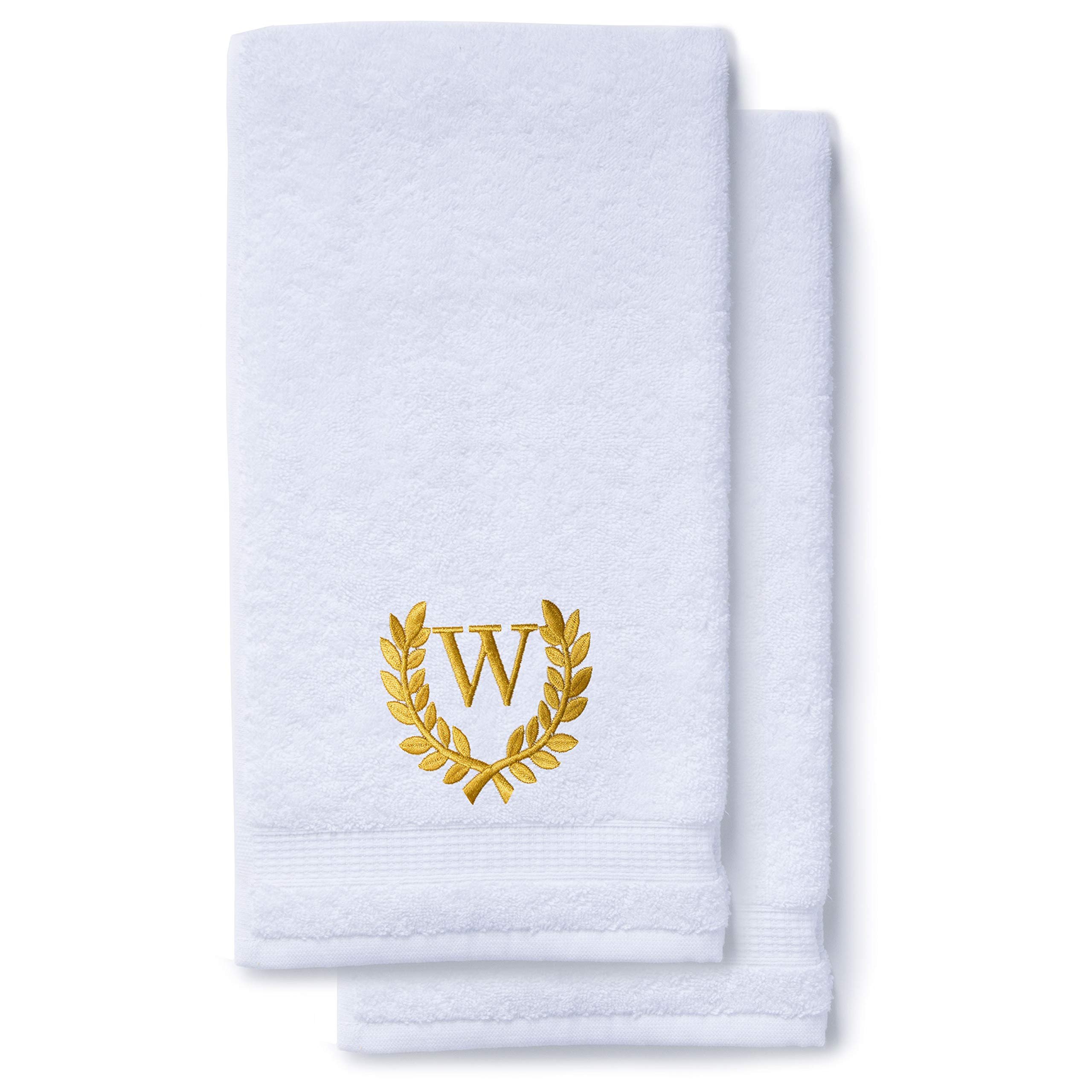 Personalized Monogrammed Hand Towels Set of 2 - Luxury Turkish Cotton, 16x30 Inch, Oversized for Bathroom, Kitchen & Spa | Custom Wedding & Bridal Gift with Roman Font | Perfect for Home Decor, Guest Towels & Thoughtful Gifts
