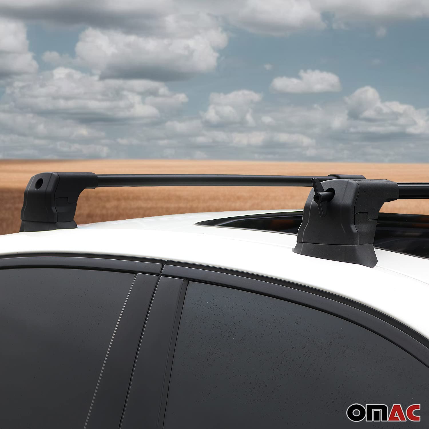 OMAC Black Roof Rack Cross Bars for Mazda 3 Sedan (2010-2013) - 2-Piece Anti-Theft Cargo Carrier System for Kayak, Canoe, Surfboard, Ski, Snowboard & Camping Gear - Perfect for Road Trips, Outdoor Adventures & Travel Accessories