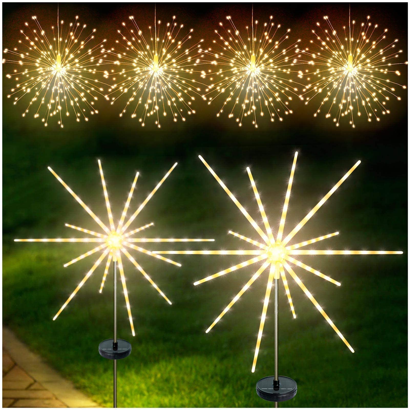 4 Pack Battery Operated Lights + 2 Pack Solar Powered Outdoor Lights - Perfect for Garden, Patio, Pathway & Backyard Decor