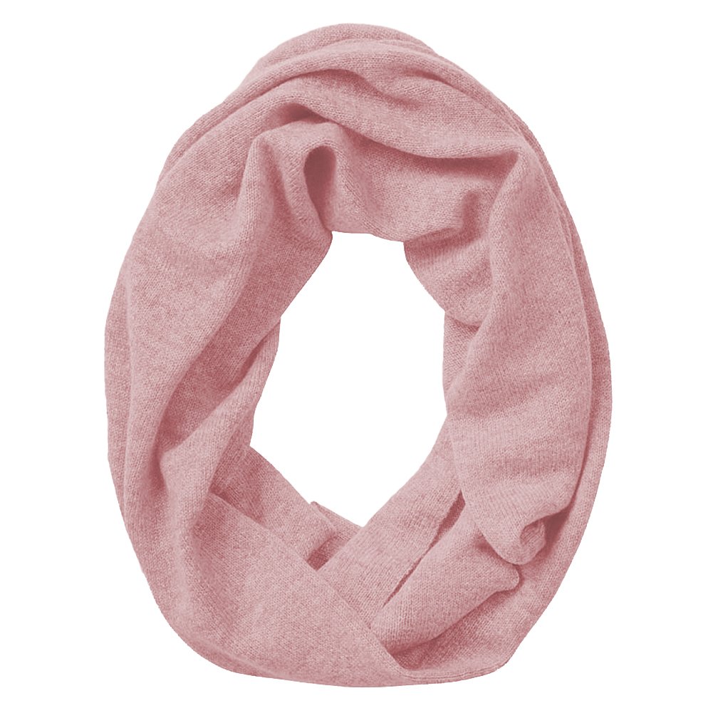 Parisbonbon Women's 100% Cashmere Solid Infinity Scarf - Soft Shell Pink Winter Wrap - Perfect for Office, Travel & Cold Weather Fashion Accessory