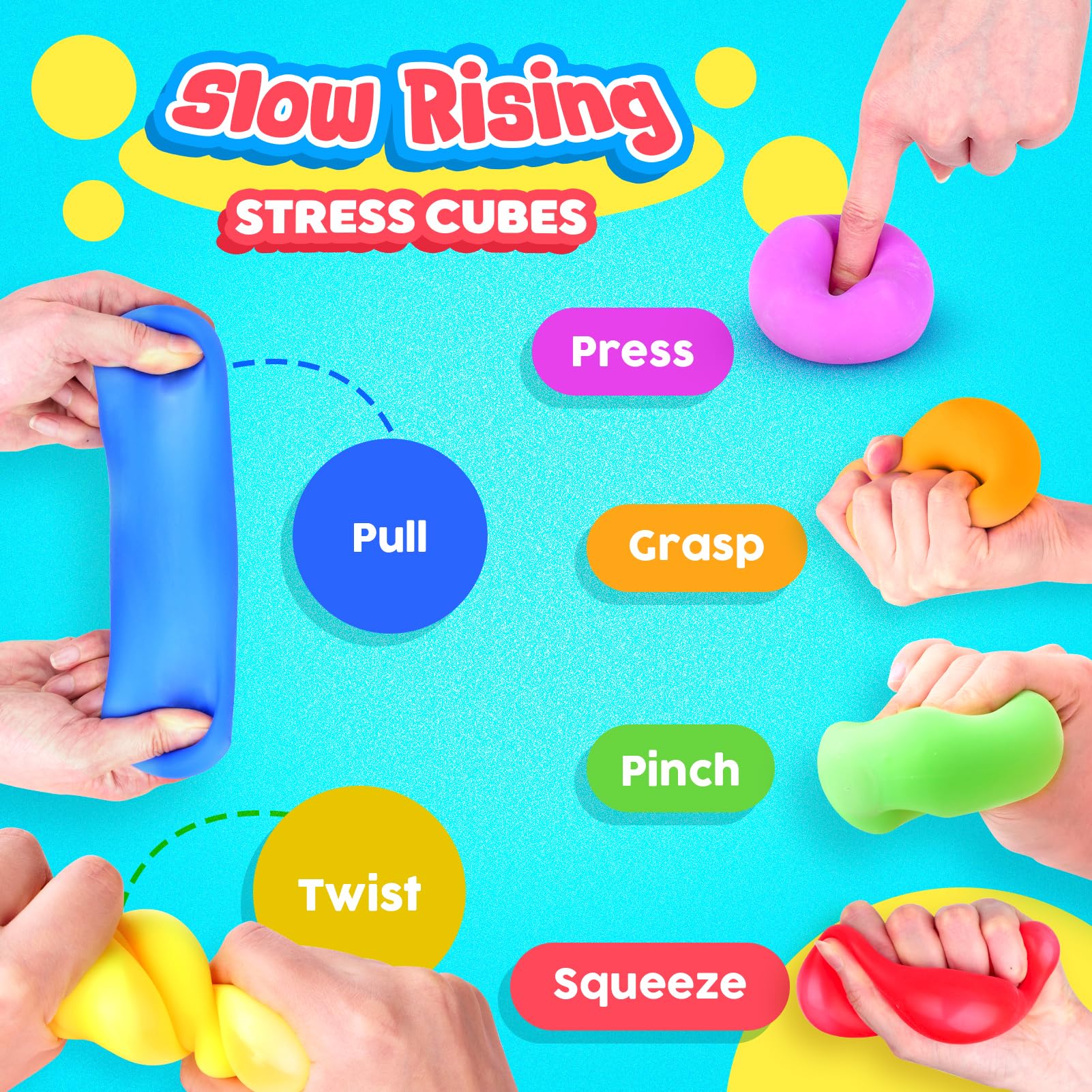 18 Pack Stress Cube Fidget Toys for Kids & Adults - Squeeze Stress Balls for Anxiety Relief, Sensory Toys for Autism, ADHD - Perfect for Classroom, Office, Party & Travel Use