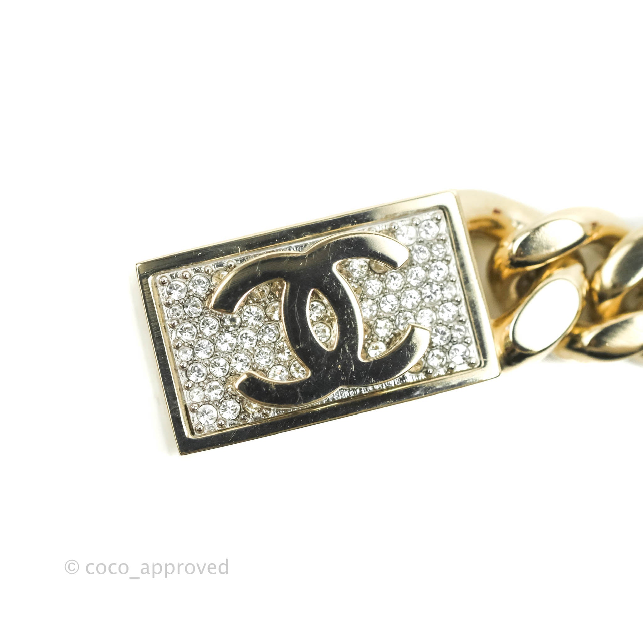 Chanel CC Crystal Drop Earrings - Gold Tone Chain Link Dangle Earrings for Women | Perfect for Parties, Weddings & Evening Events
