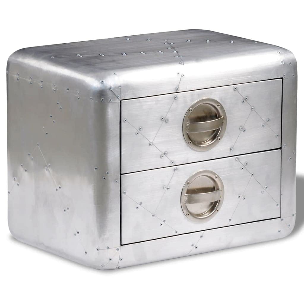 Vintage Aviator Style Nightstand with 2 Drawers & Storage Bin - Modern Versatile Bedside Table for Bedroom & Living Room - Perfect for Small Spaces, Guest Rooms & Aircraft-Themed Decor