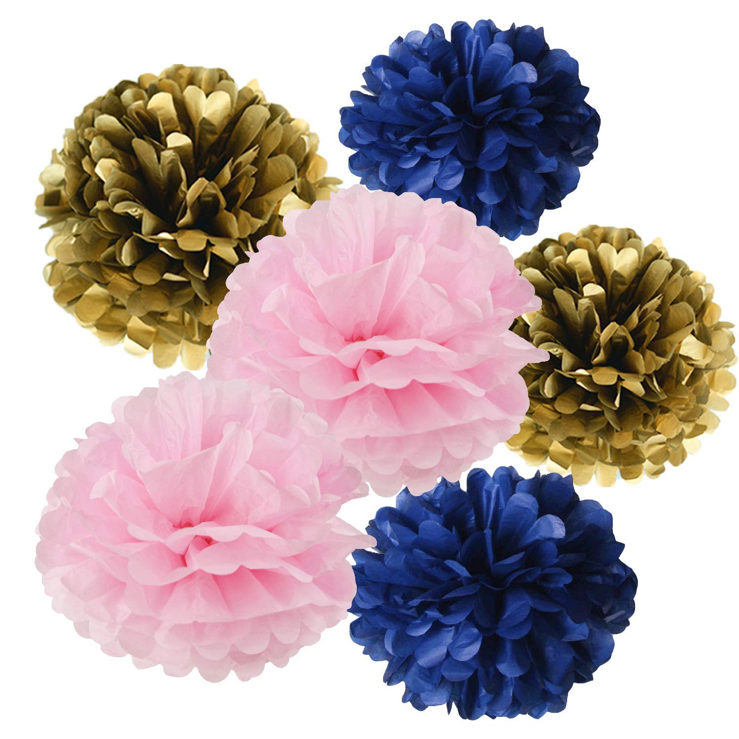 Navy Gold Pink Gender Reveal & Bridal Shower Decorations - Furuix Paper Lanterns for Baby Showers, Birthday Parties, Graduations & Special Events | Perfect for Nursery, Wedding & Celebration Decor