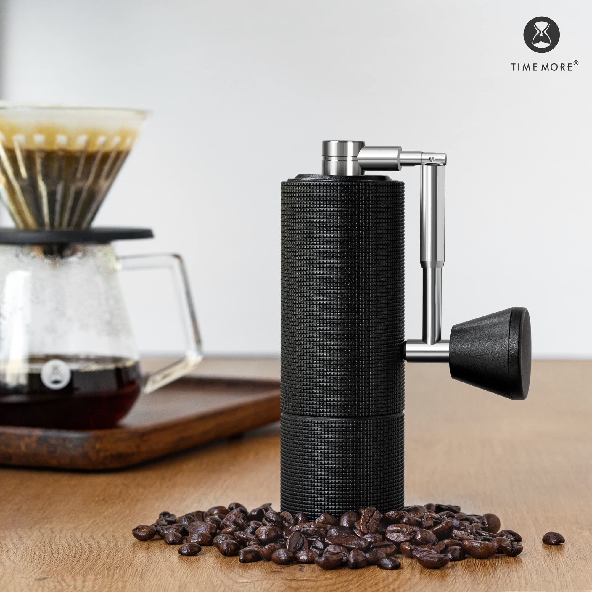 TIMEMORE Chestnut C3 PRO Manual Coffee Grinder - Premium Stainless Steel Conical Burr Mill with Foldable Handle & Adjustable Settings for Espresso, French Press, Pour Over, Cold Brew & Travel Use - Black Hand Coffee Grinder