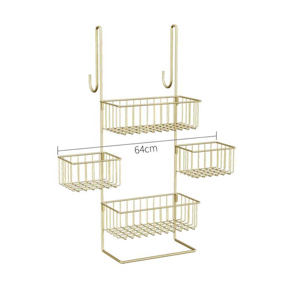 Jcnfa Bathroom Hanging Basket Rack - Gold Shower Shelf Organizer for Cosmetics & Toiletries, 25.19x10.23x31.49in Corner Storage Caddy - Perfect for Small Bathroom, Kitchen & Shower Organization