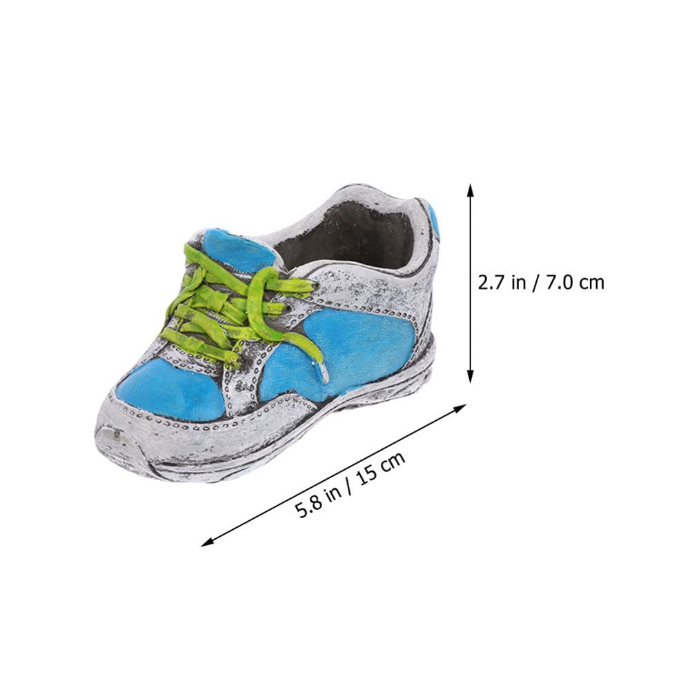 Happyyami Elegant Ceramic Shoe-Shaped Flower Pot Planter for Succulents - Unique Blue Home Decor Gift for Garden, Windowsill & Office Desk