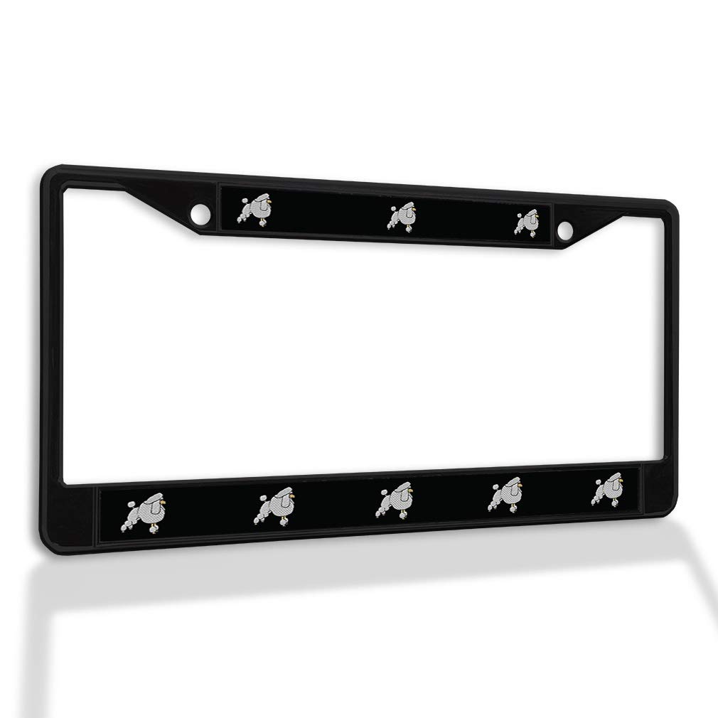 Premium Metal Insert License Plate Frame for Cars - Poodle Design, Weatherproof & Durable (Black, 2-Hole Solid Insert) - Perfect for Customizing Your Vehicle & Protecting License Plates