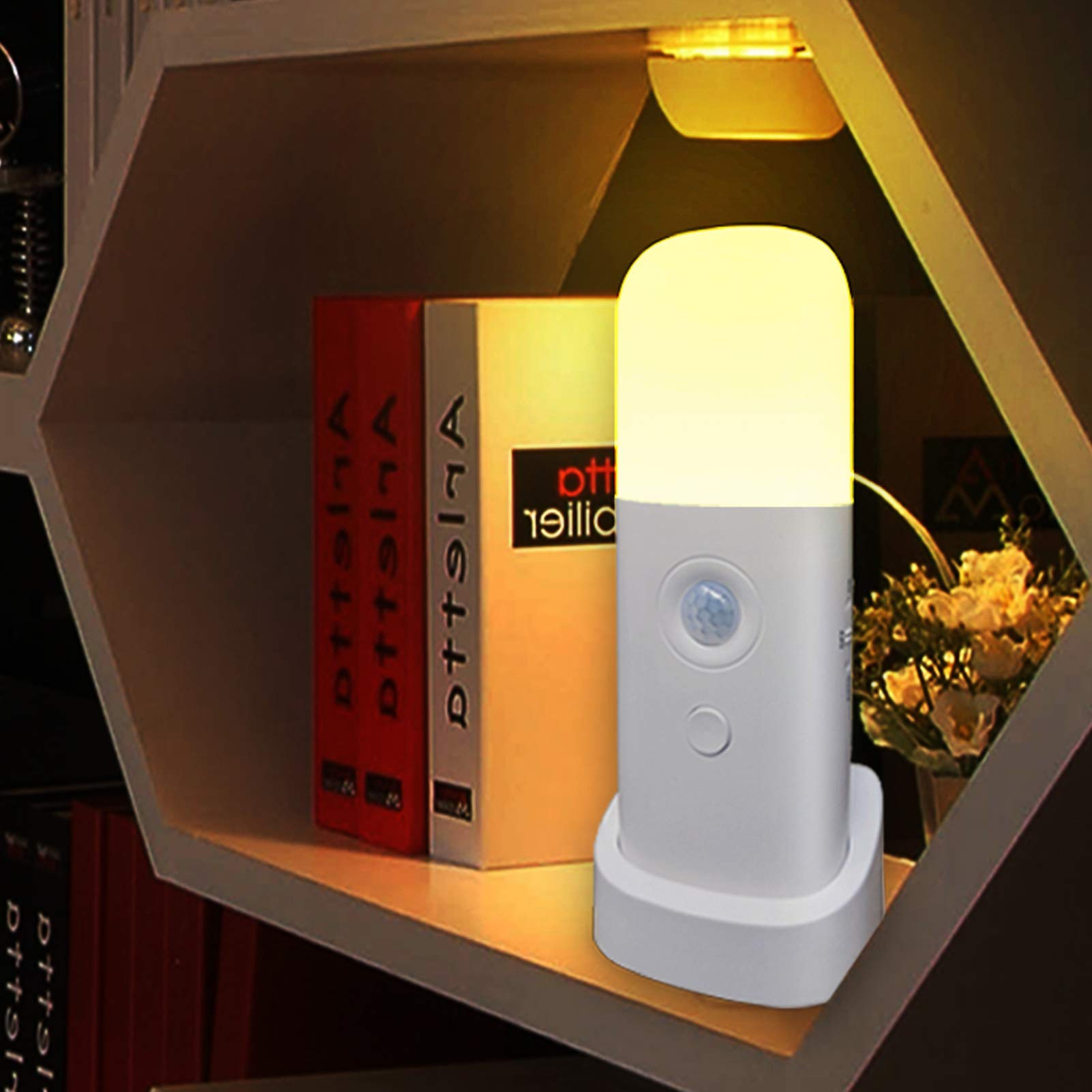Motion Sensor Night Light - Dimmable LED Night Light with 5 Brightness Levels, 2000mAh Rechargeable Battery, Portable Motion Activated Light for Kids Room, Bedroom, Hallway, Stairs & Bathroom - Perfect for Nighttime Safety and Convenience
