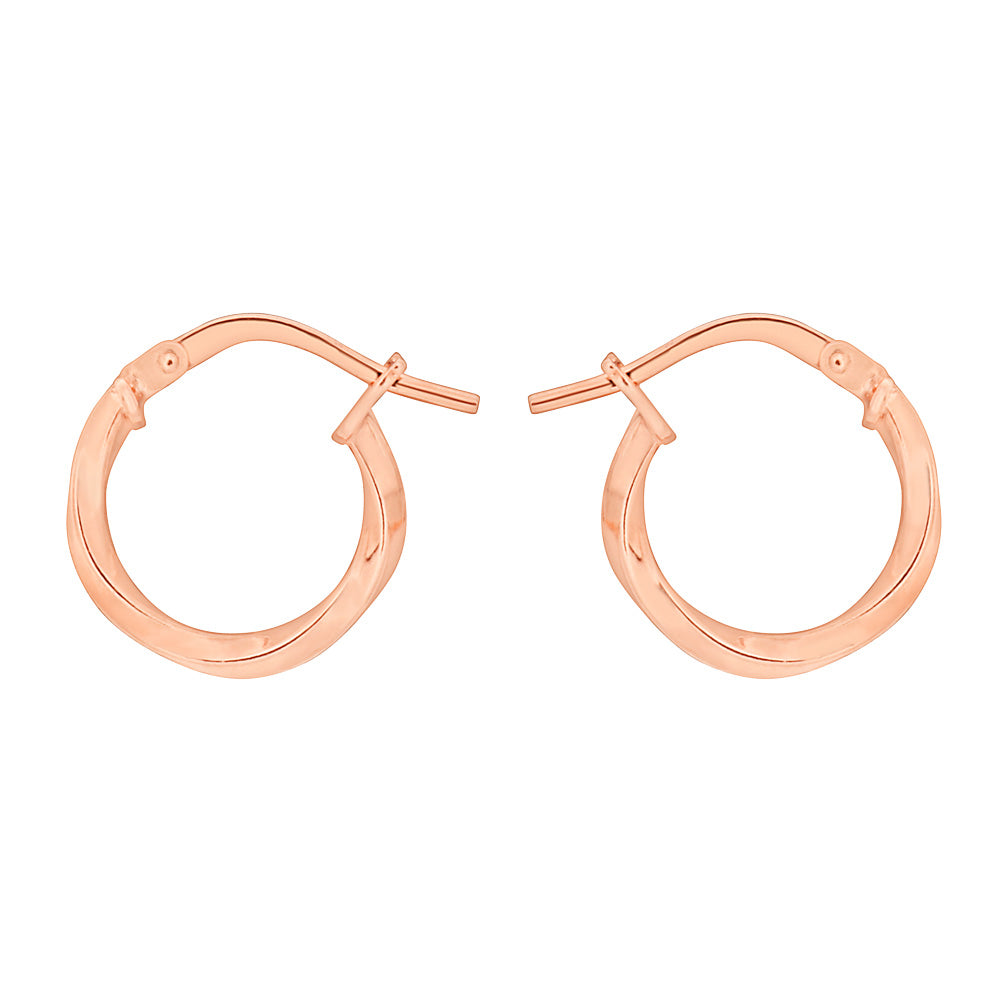 9ct Rose Gold Silver Filled 10mm Twist Hoop Earrings for Women - Elegant Dangle Earrings for Party, Wedding & Everyday Wear