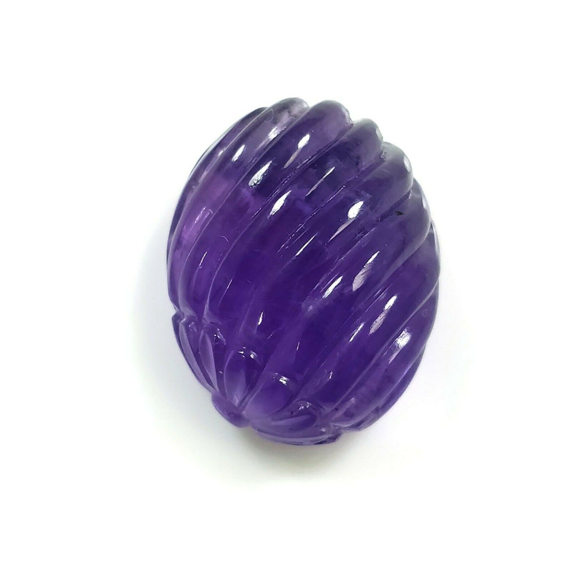 Natural Untreated Amethyst Gemstone Carving - 27.30cts Oval Purple AMETHYST Hand Carved 21x17mm | Healing Crystal, Jewelry Making, Meditation Stone | With Authenticity Video