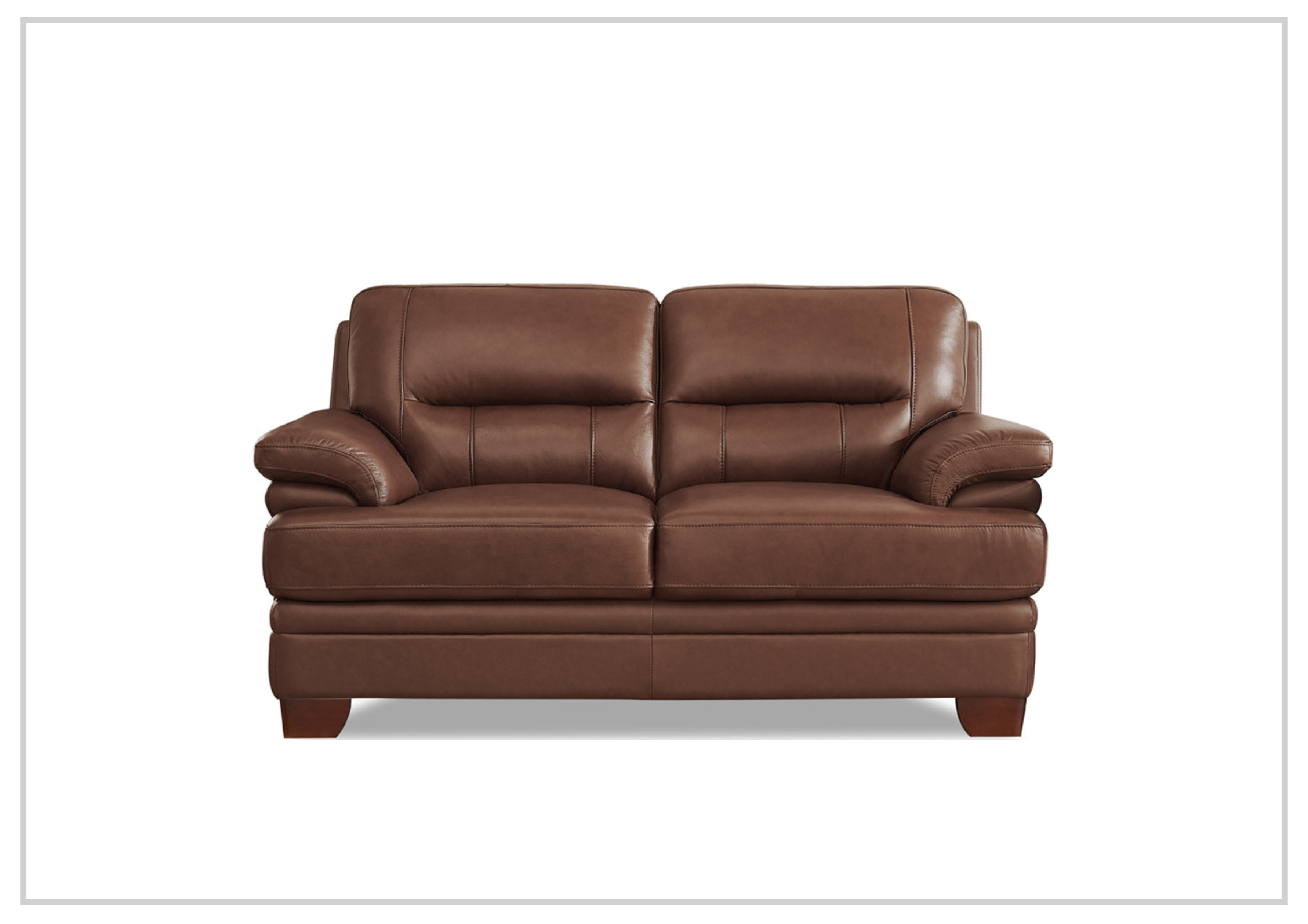 Premium Leather Loveseat Sofa with Cushion Arms - Hydeline Luxor Stationary Sofa for Living Room, Lounge & Office Comfort
