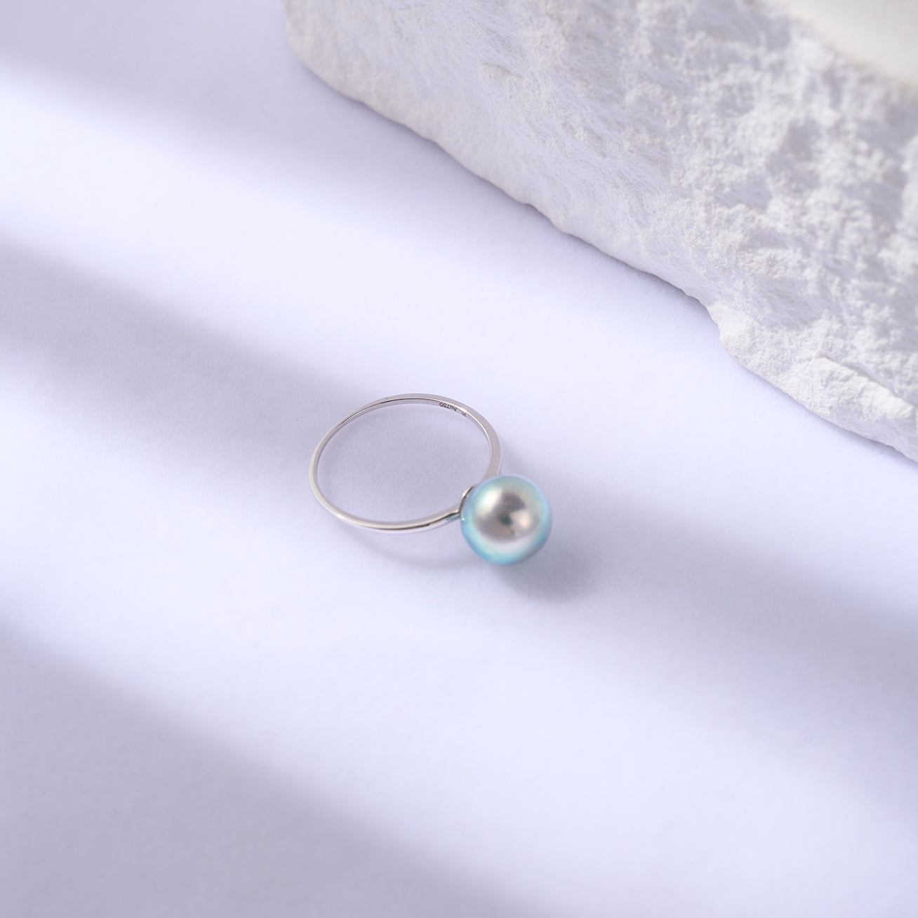 18K Gold Silver Blue Akoya Pearl Ring KR00105 - Elegant Pearl Jewelry for Women, Perfect for Weddings, Anniversaries & Special Occasions