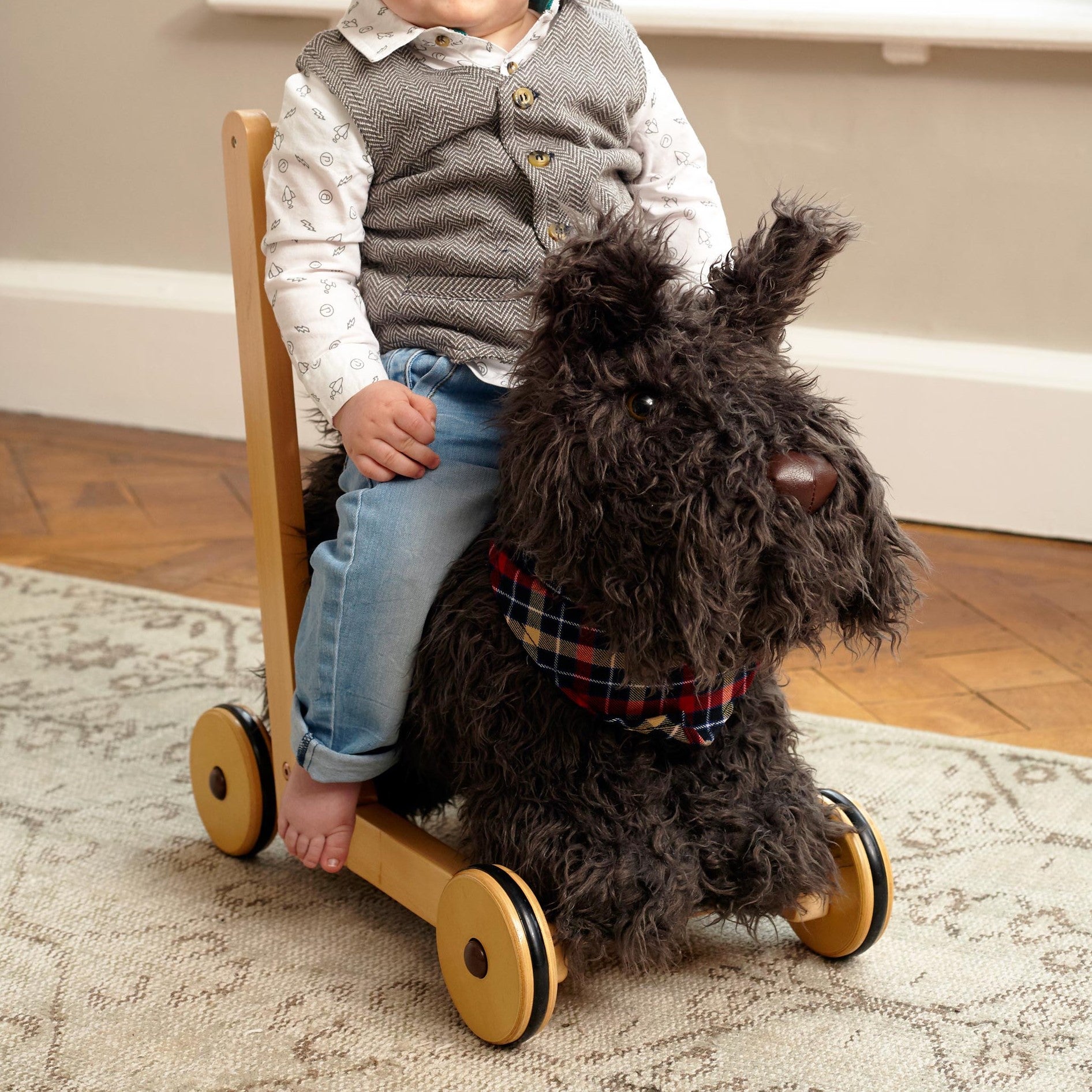 Scottie Dog Baby Walker - Safe & Fun Wooden Toddler Push Toy for Early Walking - Perfect for Indoor Play & Learning to Walk