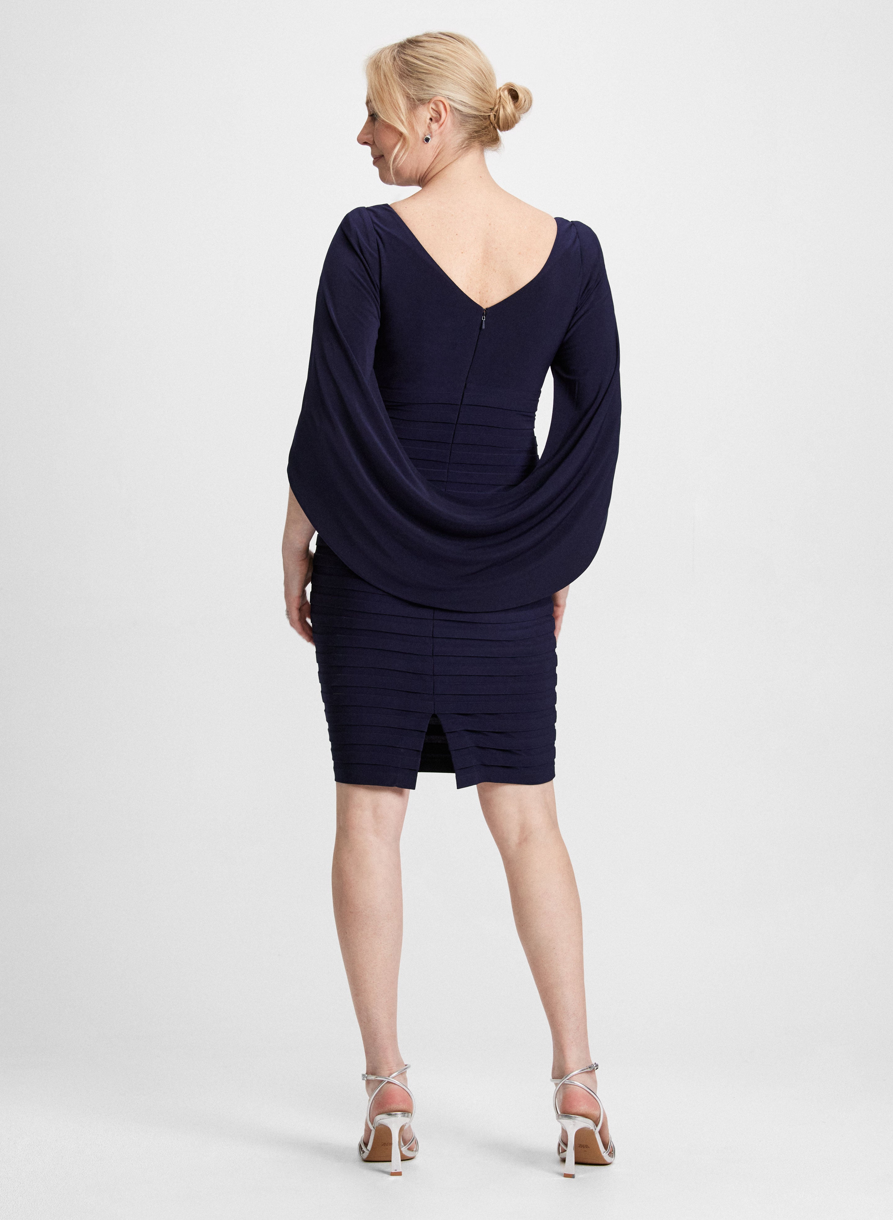 Elegant Draped Sleeve Cocktail Dress for Women - Perfect for Evening Parties, Weddings & Special Occasions