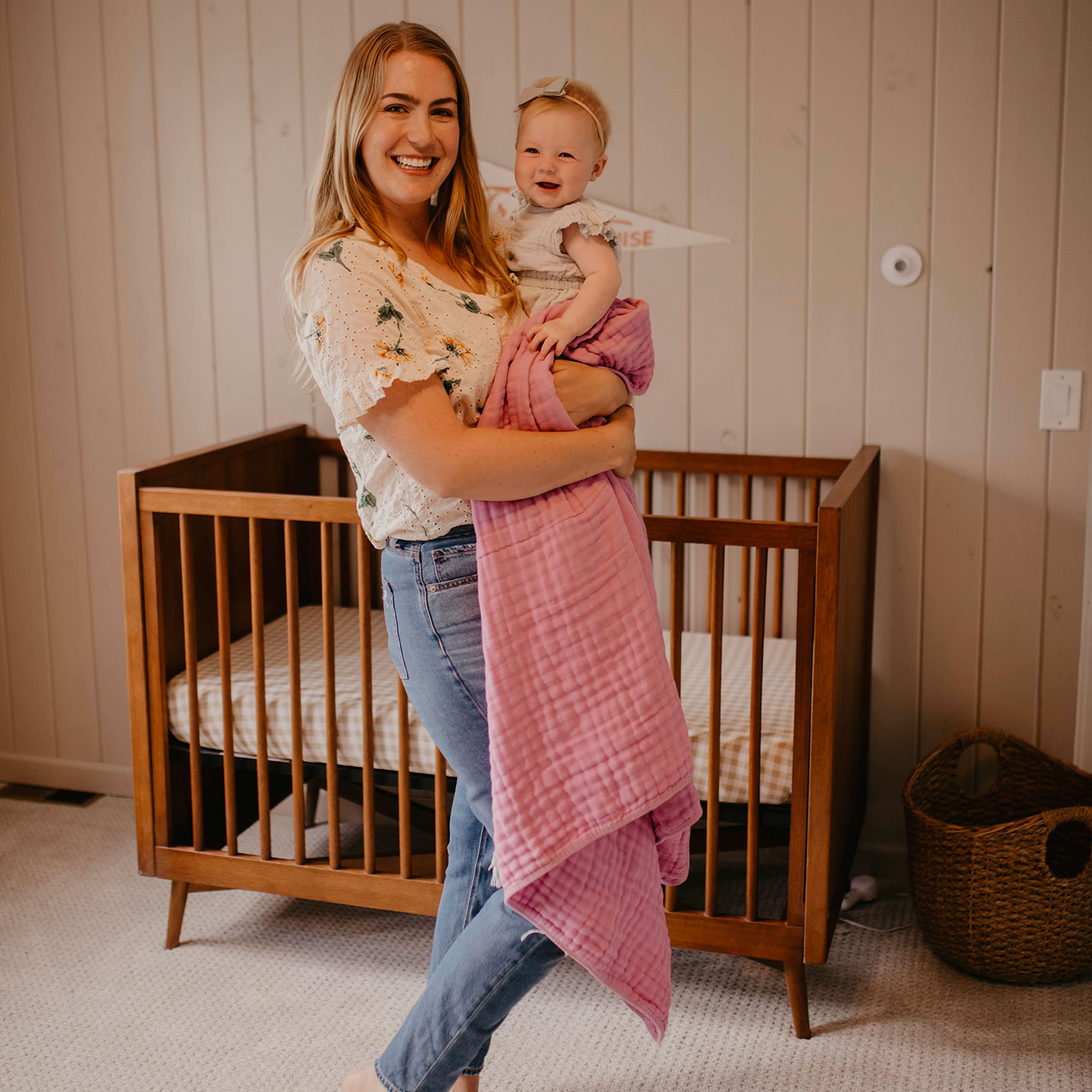 Parker Baby Muslin Blanket - 100% Soft Cotton Toddler Quilt & Swaddle Blanket | Gender Neutral 47