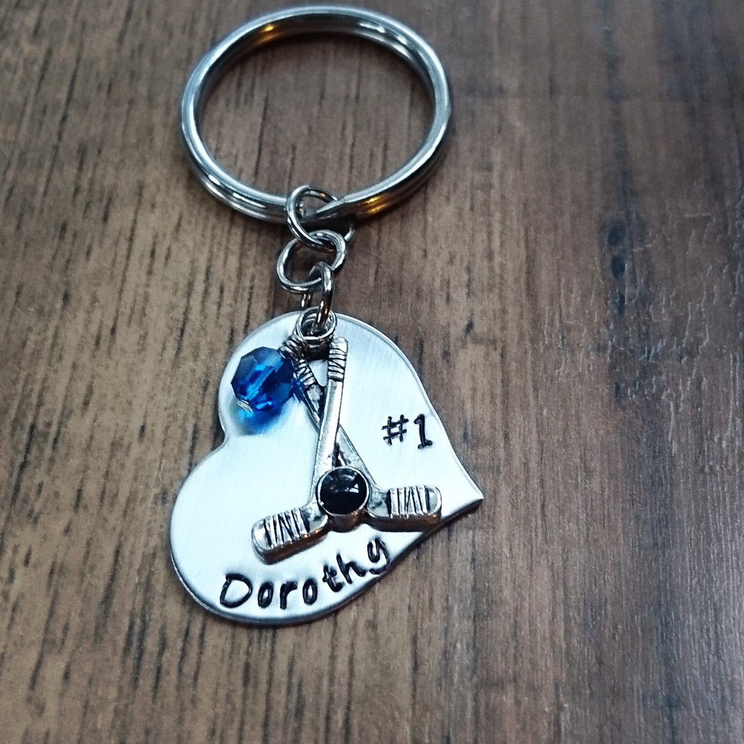 Personalized Hand Stamped Ice Hockey Keychain - Custom Hockey Player Gift for Girls, Senior Team Players - Perfect for Hockey Tournaments, Senior Night Gifts & Team Appreciation