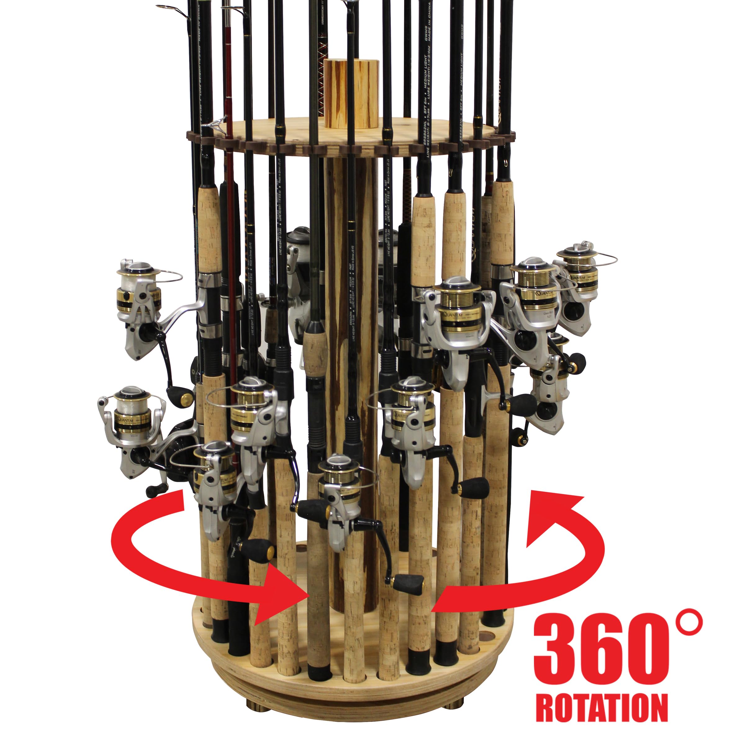 Rush Creek Creations 360° Rotating Fishing Rod Holder - Garage Storage Organizer for Fishing Poles, Reels, Tackle Box & Gear Accessories | Perfect for Boat, Garage & Workshop Organization