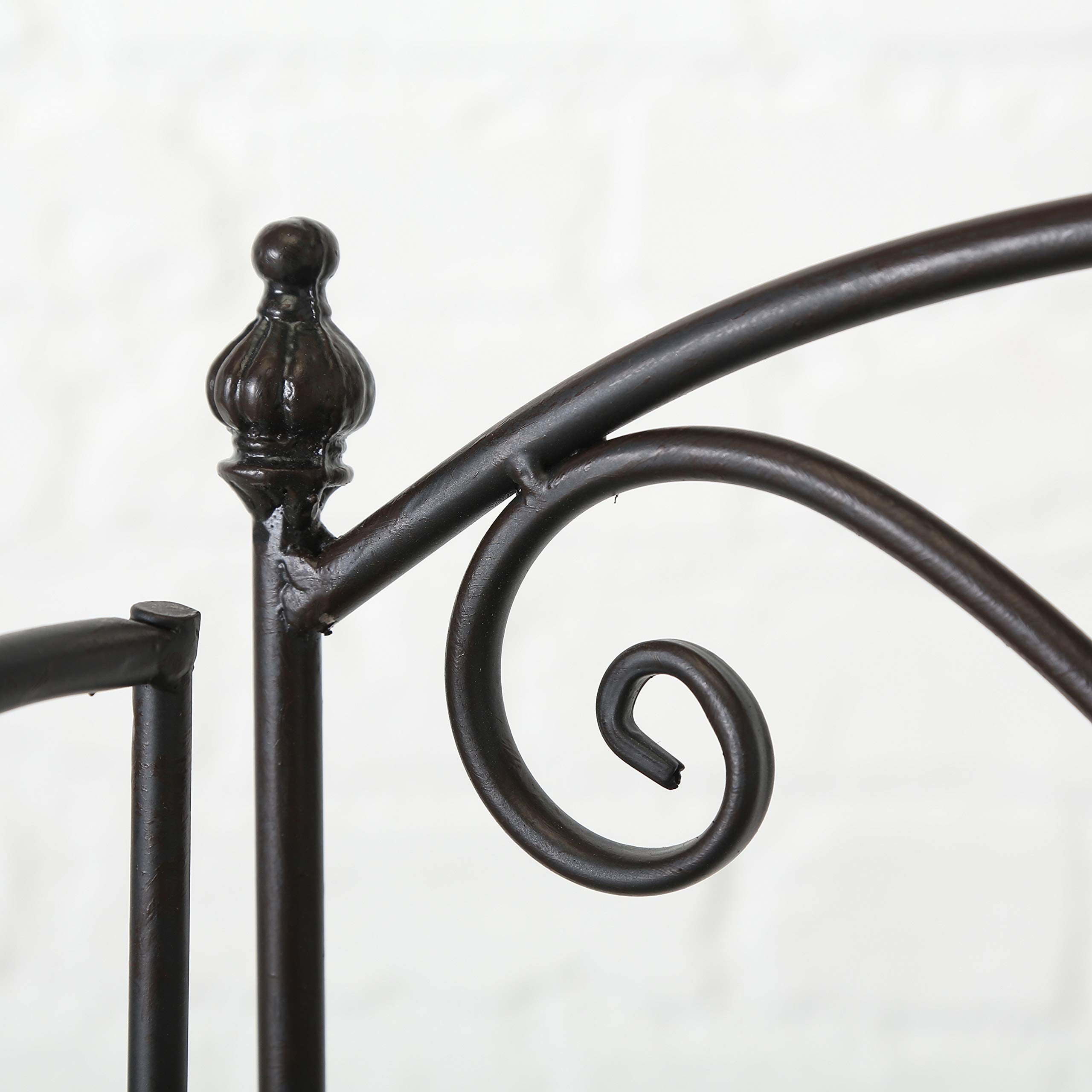 WHW 3-Tier Plant Stand - Black Powder Coated Iron Shelf with Floral Design for Indoor/Outdoor Plants - 23.5