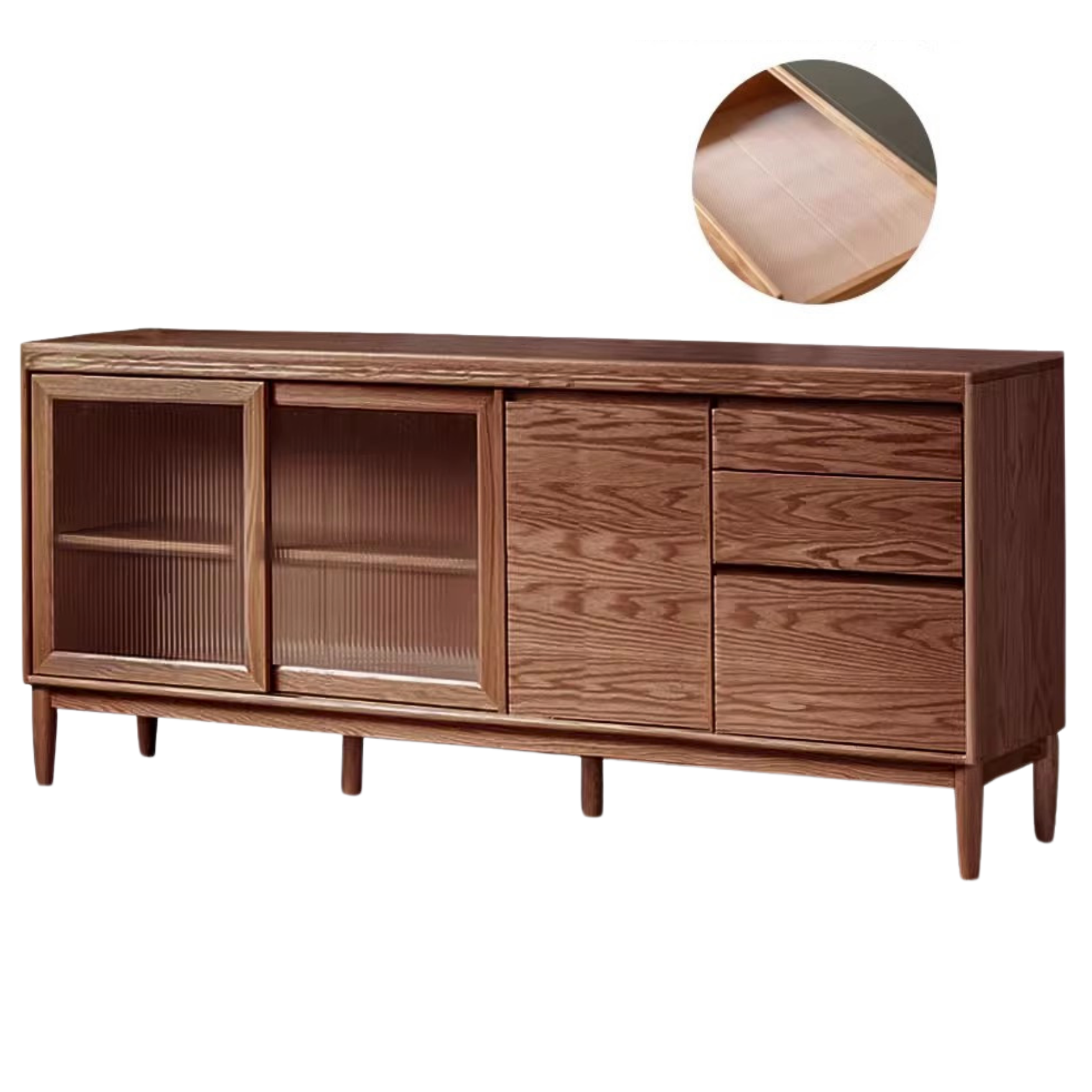 Oak Solid Wood Large Capacity Storage Sideboard - Rustic Buffet Cabinet for Dining Room, Living Room & Entryway Storage