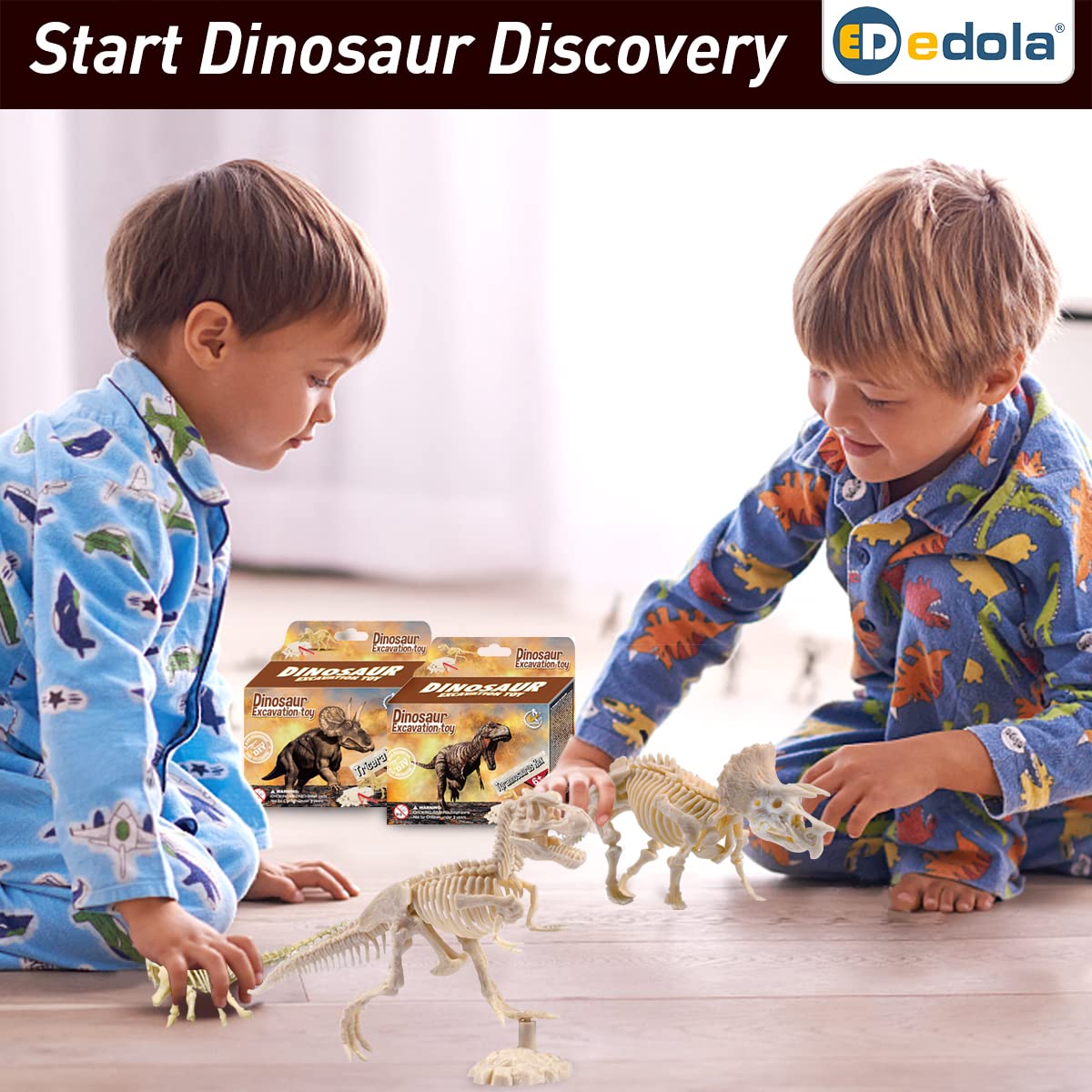 Dinosaur Fossil Dig Kit for Kids - 2 Pack STEM Science Kit with Triceratops & Tyrannosaurus Bones | Educational Archaeology Toy for Boys & Girls | Perfect for Birthday Gifts & Classroom Activities