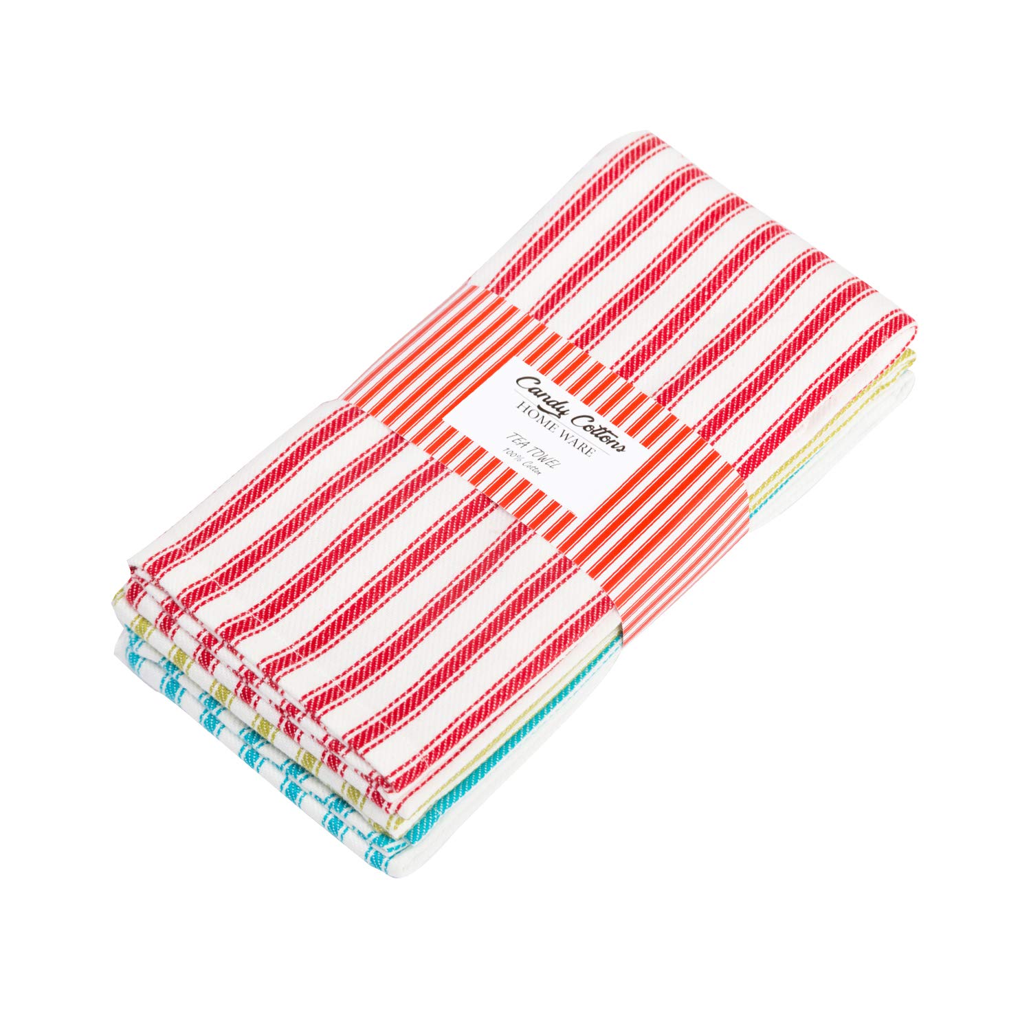 Boho Stripe Kitchen Towels Set of 3 - Reversible Absorbent Dish Towels 18x28 inches with Hanging Loop - Vintage Farmhouse Decor for Spring & Festive Kitchen Use - Perfect for Drying Dishes, Decorating Pantry, and Hostess Gifts