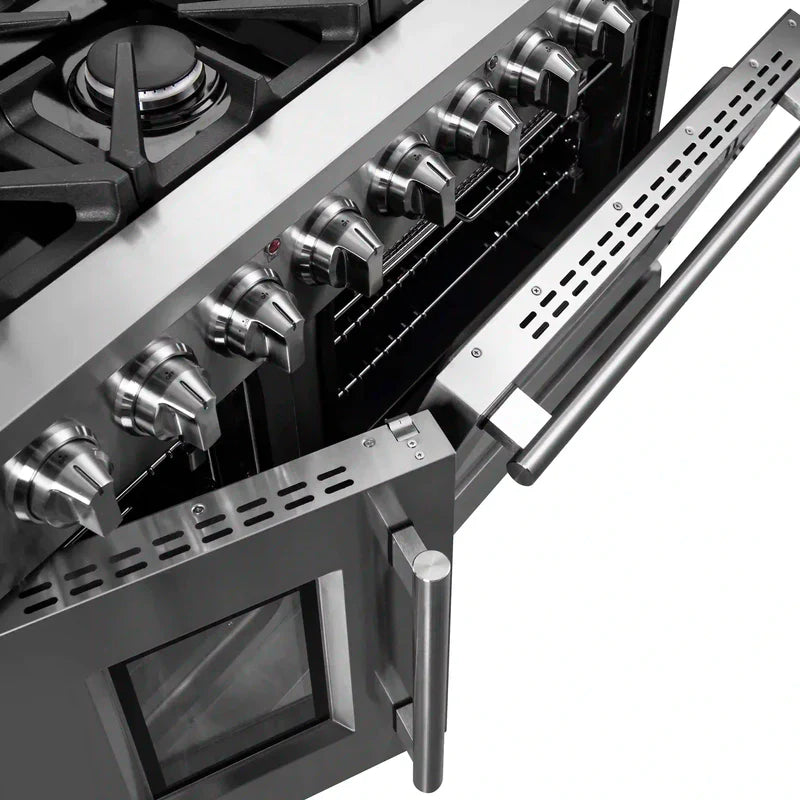 Forno Massimo 48-Inch Stainless Steel Freestanding Gas Range with French Doors - FFSGS6439 48 - Perfect for Modern Kitchens & Gourmet Cooking