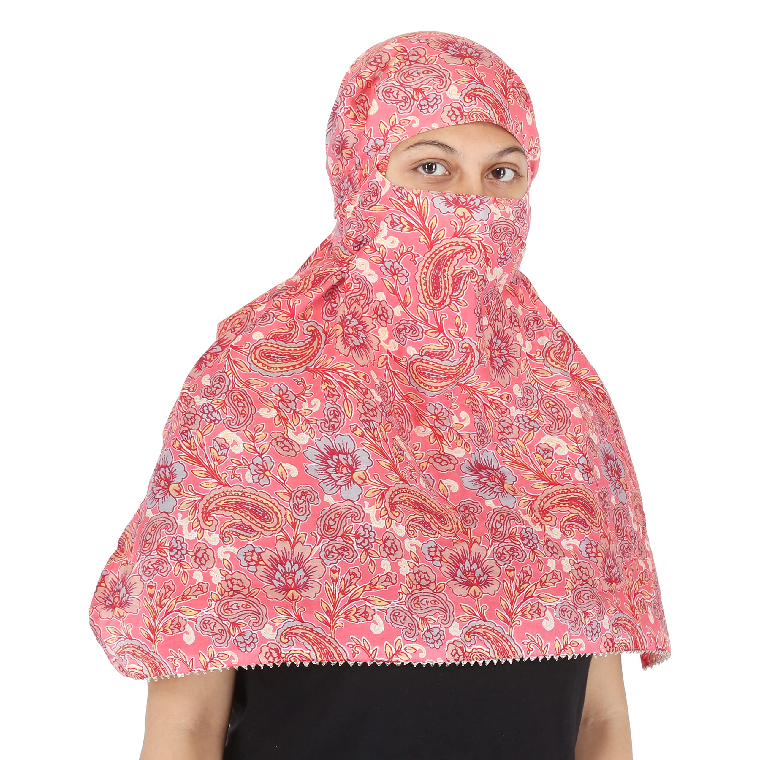 Girl's Scarf and Face Mask 2-in-1 - Soft Cotton Cambric, Ivory - Perfect for School, Travel & Outdoor Activities