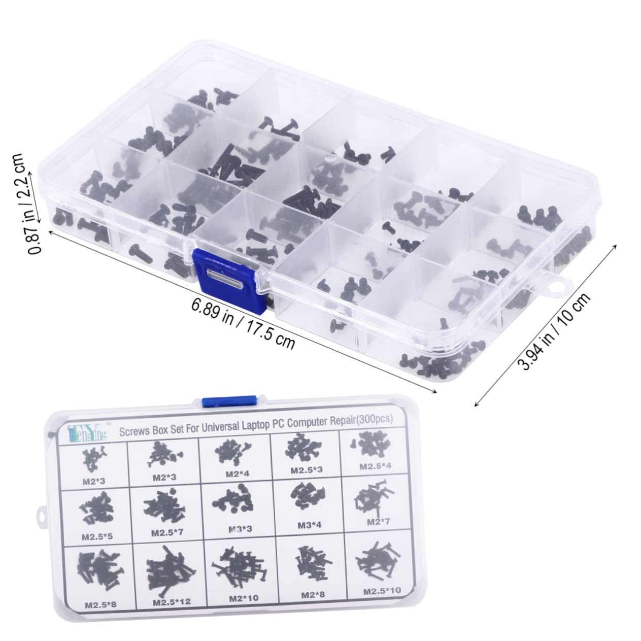CAXUSD 900 Pcs Screw Assorted Set - 15 Sizes Stainless Steel Screws for Laptop & PC Computer Repair - Universal Hardware Accessories Kit for Electronics Maintenance & DIY Projects