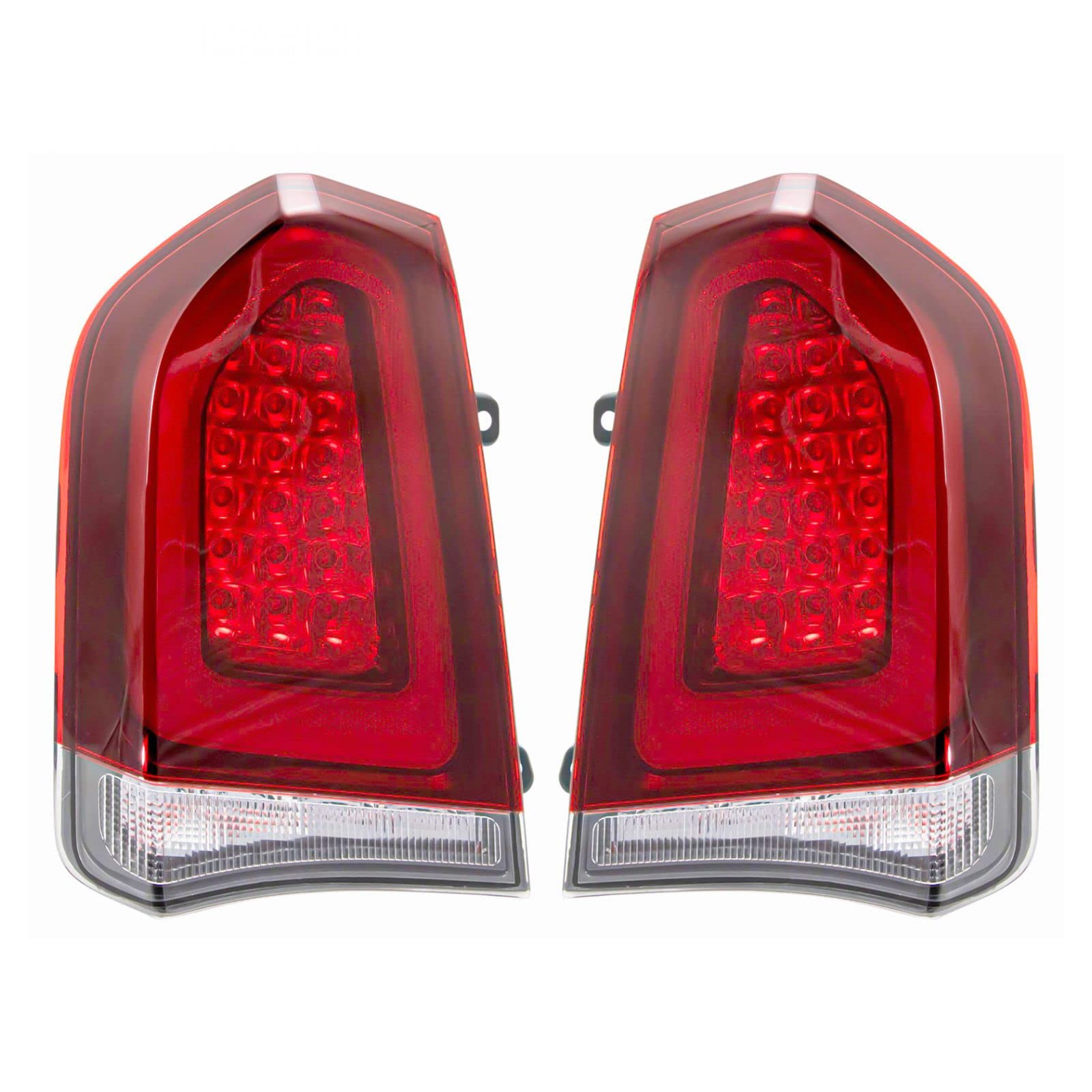 Chrysler 300 LED Tail Light Assembly Pair - Black Trim Left & Right Side Replacement Lights for Enhanced Night Visibility & Style Upgrade