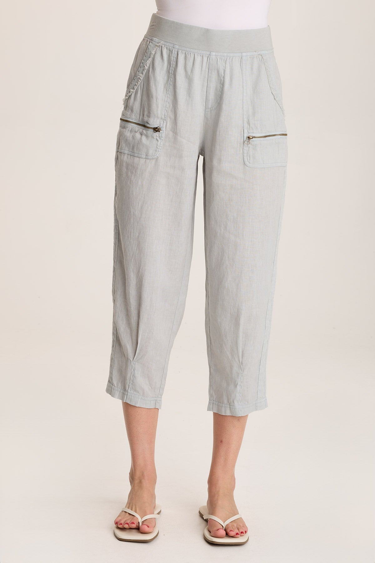 Camden Linen Tapered Crop Pants for Women - Comfortable High-Waisted Summer Trousers | Perfect for Casual Wear, Office, and Travel