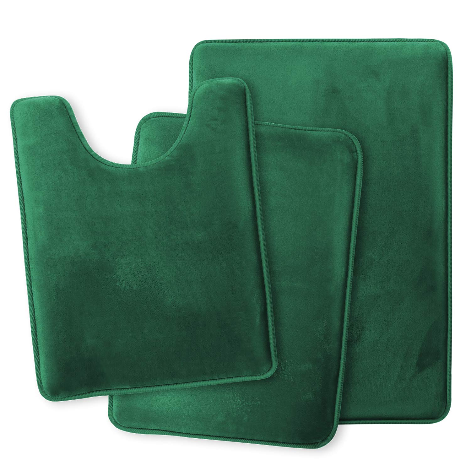 Clara Clark 3-Piece Memory Foam Bath Mat Set - Non-Slip Absorbent Velvet Bathroom Rugs, Fast Drying Contour Mats (20